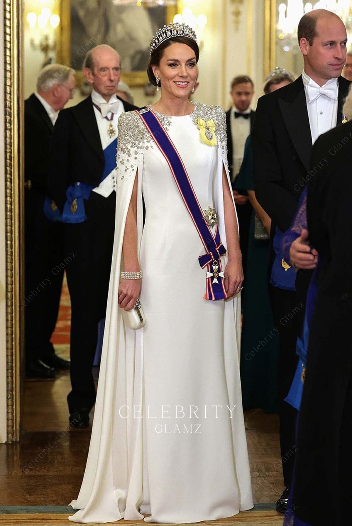 Kate white beaded evening dress