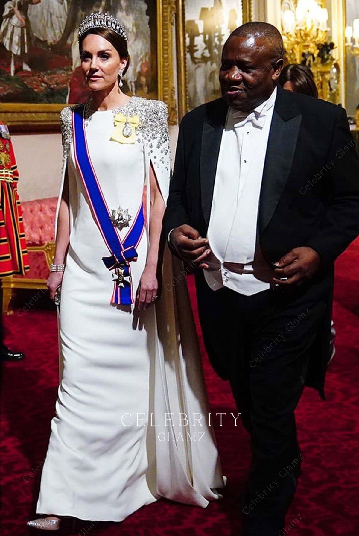 Kate white cape sleeve formal dress