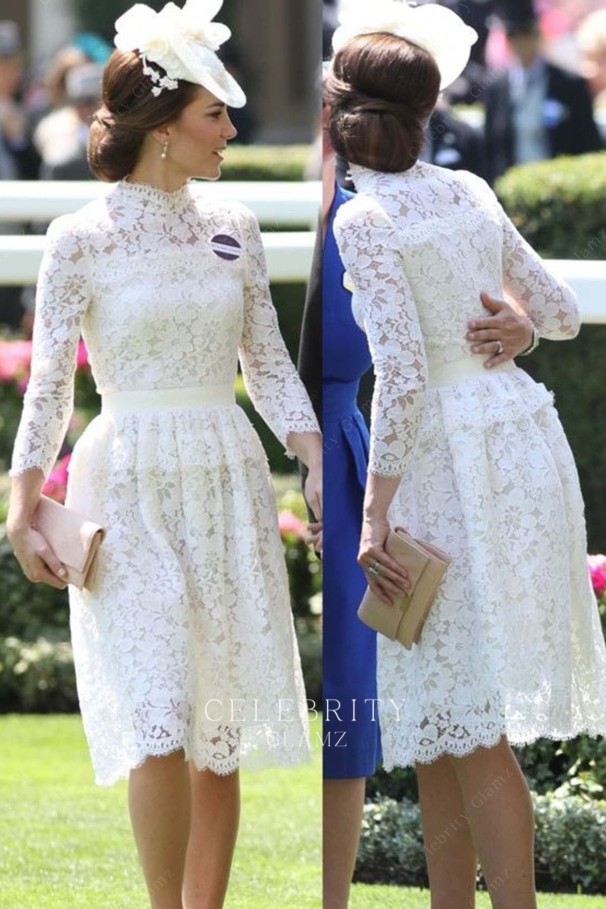 Kate white delicate lace dress royal ascot 2017