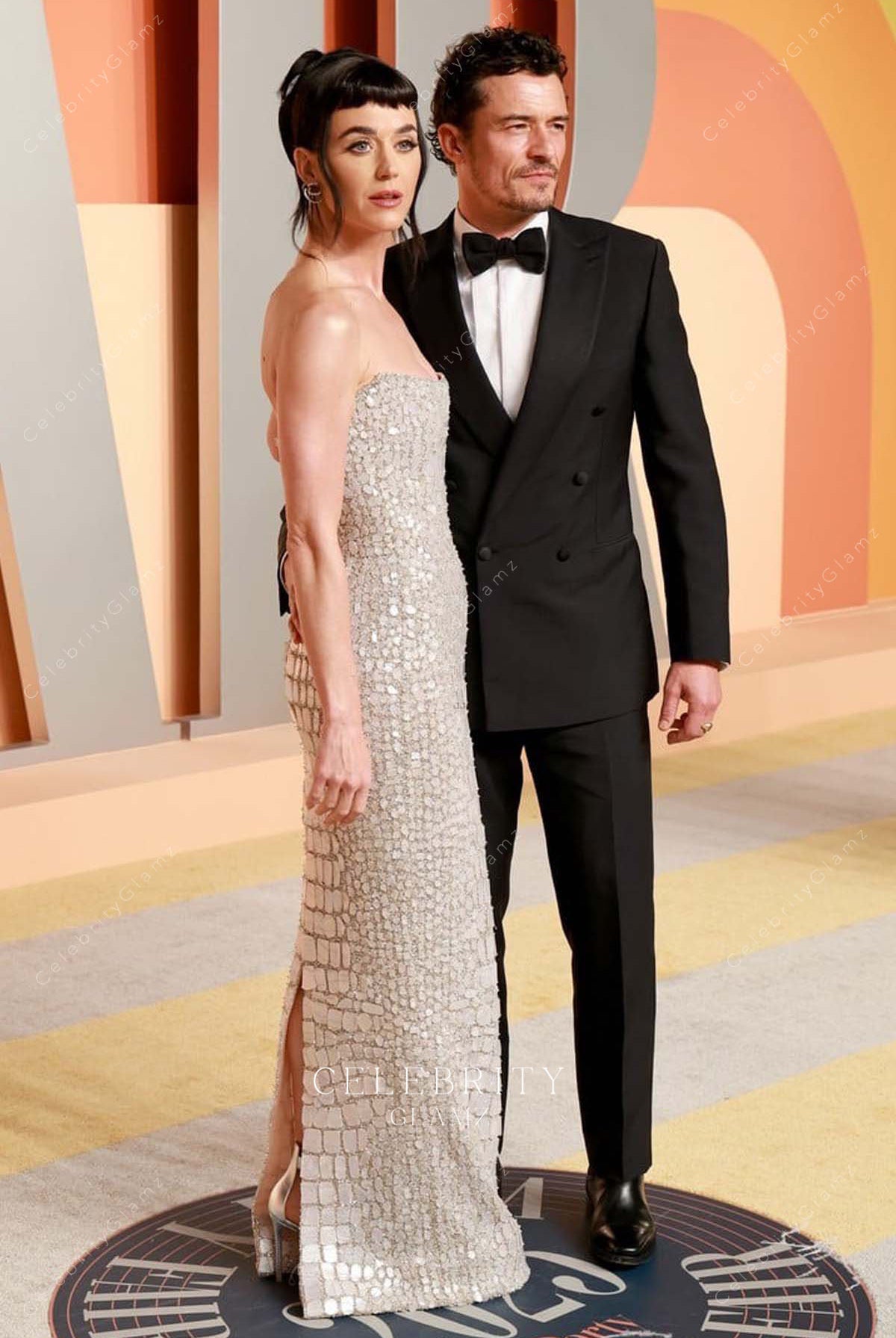 Katy Perry high split 2025 Vanity fair party dress