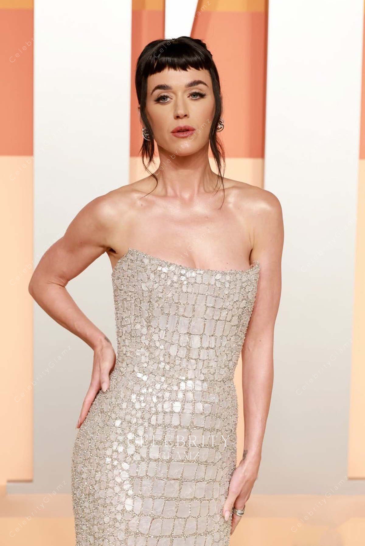 Katy Perry strapless 2025 Vanity fair party dress