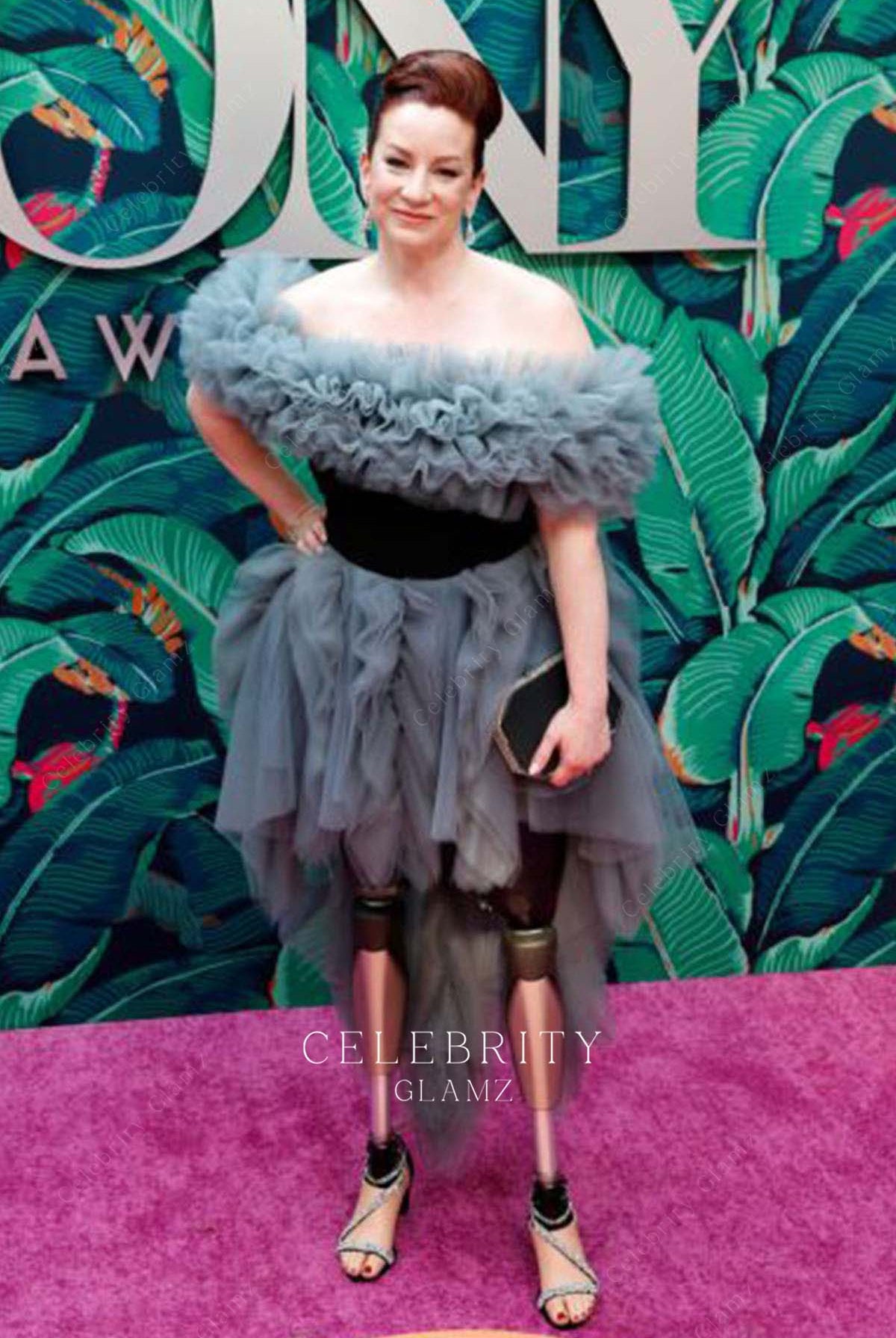 Katy Sullivan straight across neck formal dress 76th tony awards