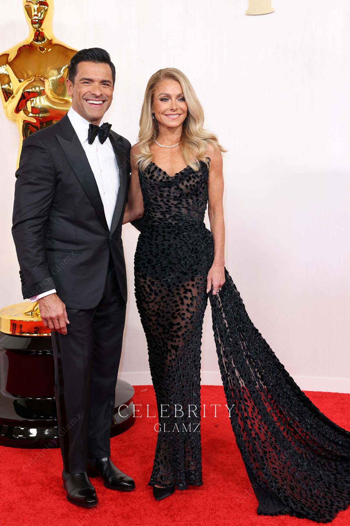 Kelly Ripa sheath prom dress 2024 Oscars red carpet