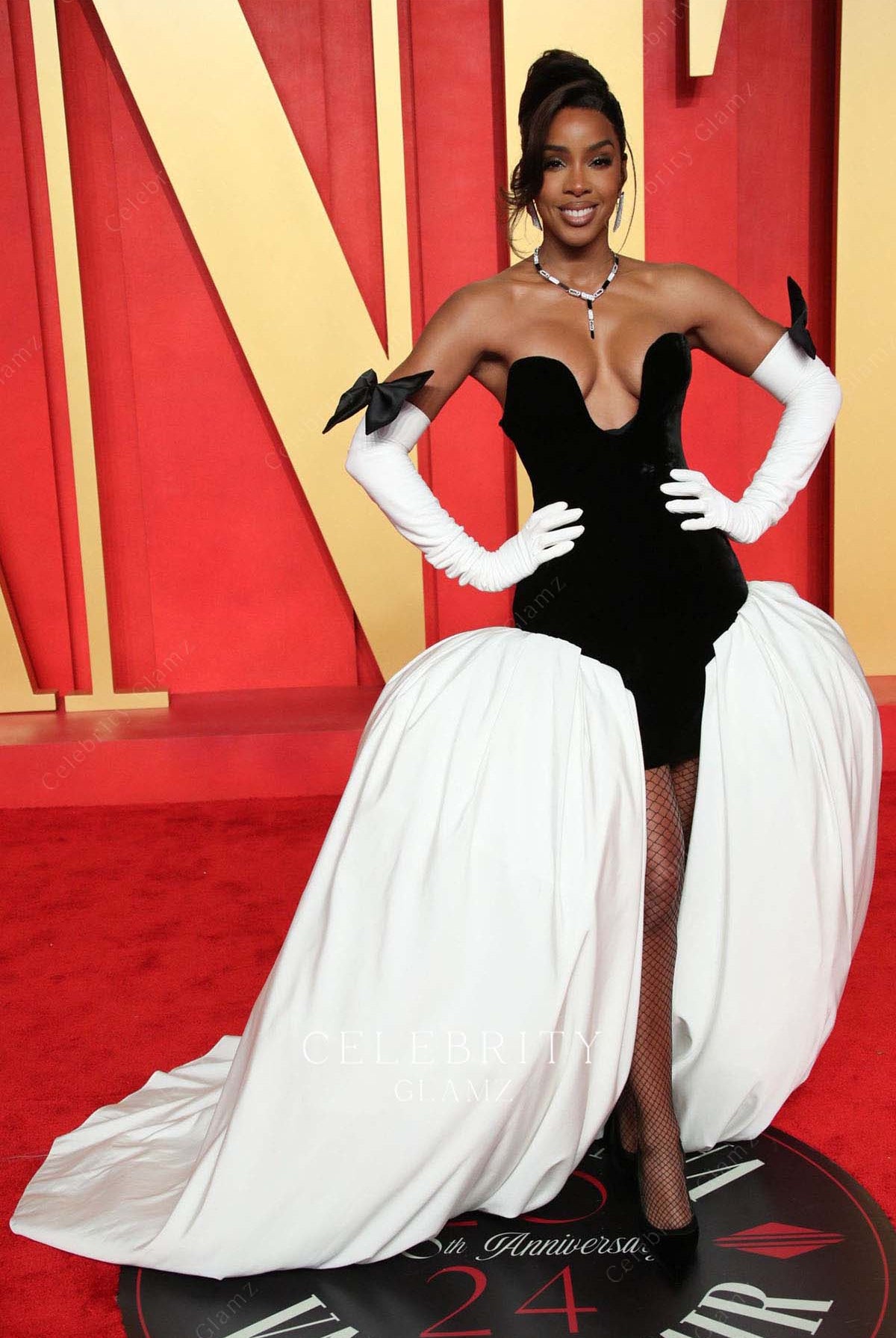 Kelly Rowland u neck prom dress 204 Oscars after party