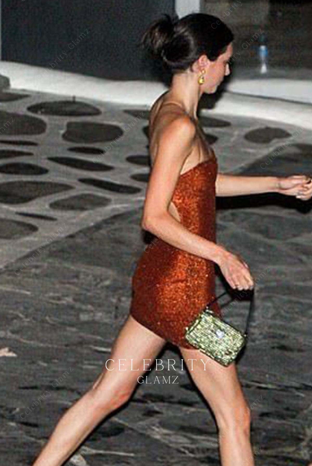 Kendall Jenner crisscross back dress Mykonos island night out 2019