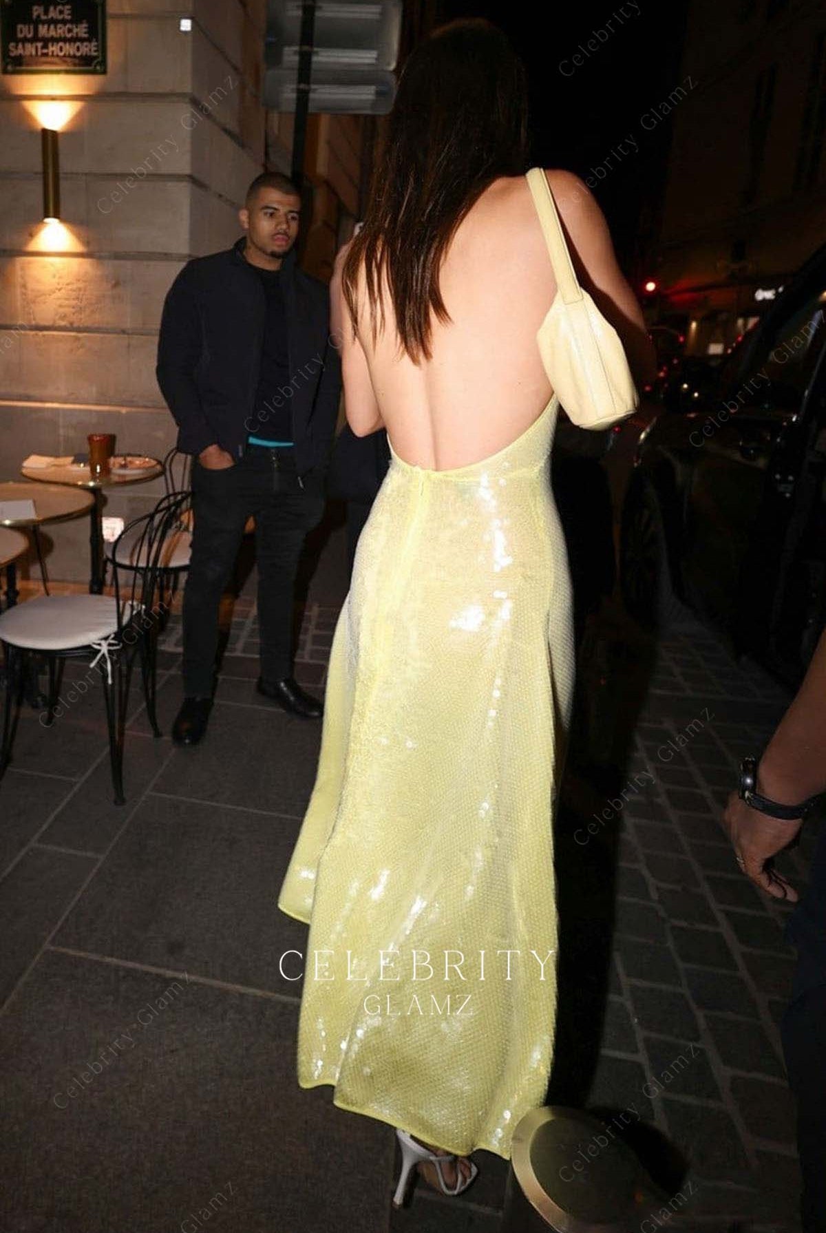 Kendall Jenner glitter open back dress grabs dinner with GiGi Hadid 2023