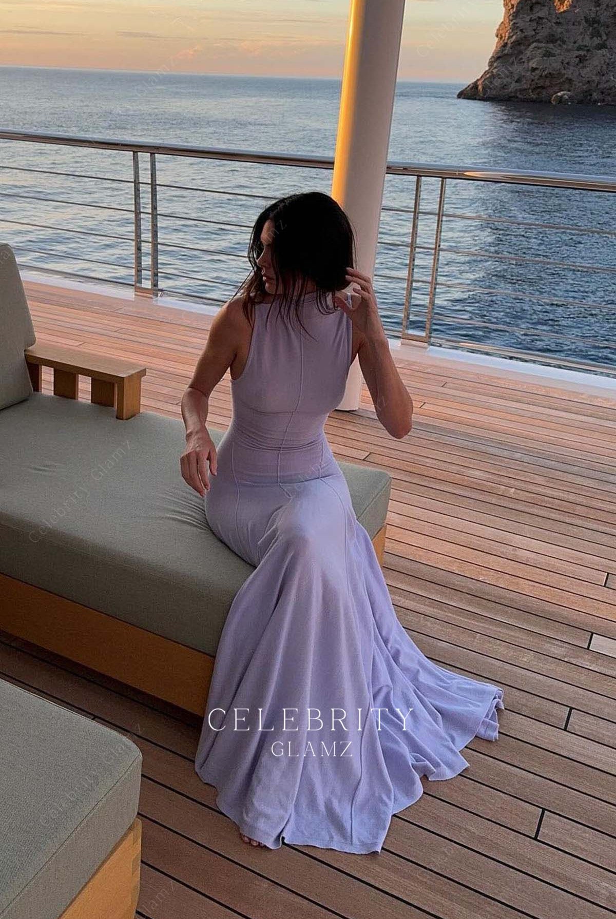 Kendall Jenner lilac sleeveless dress yacht dress 2024