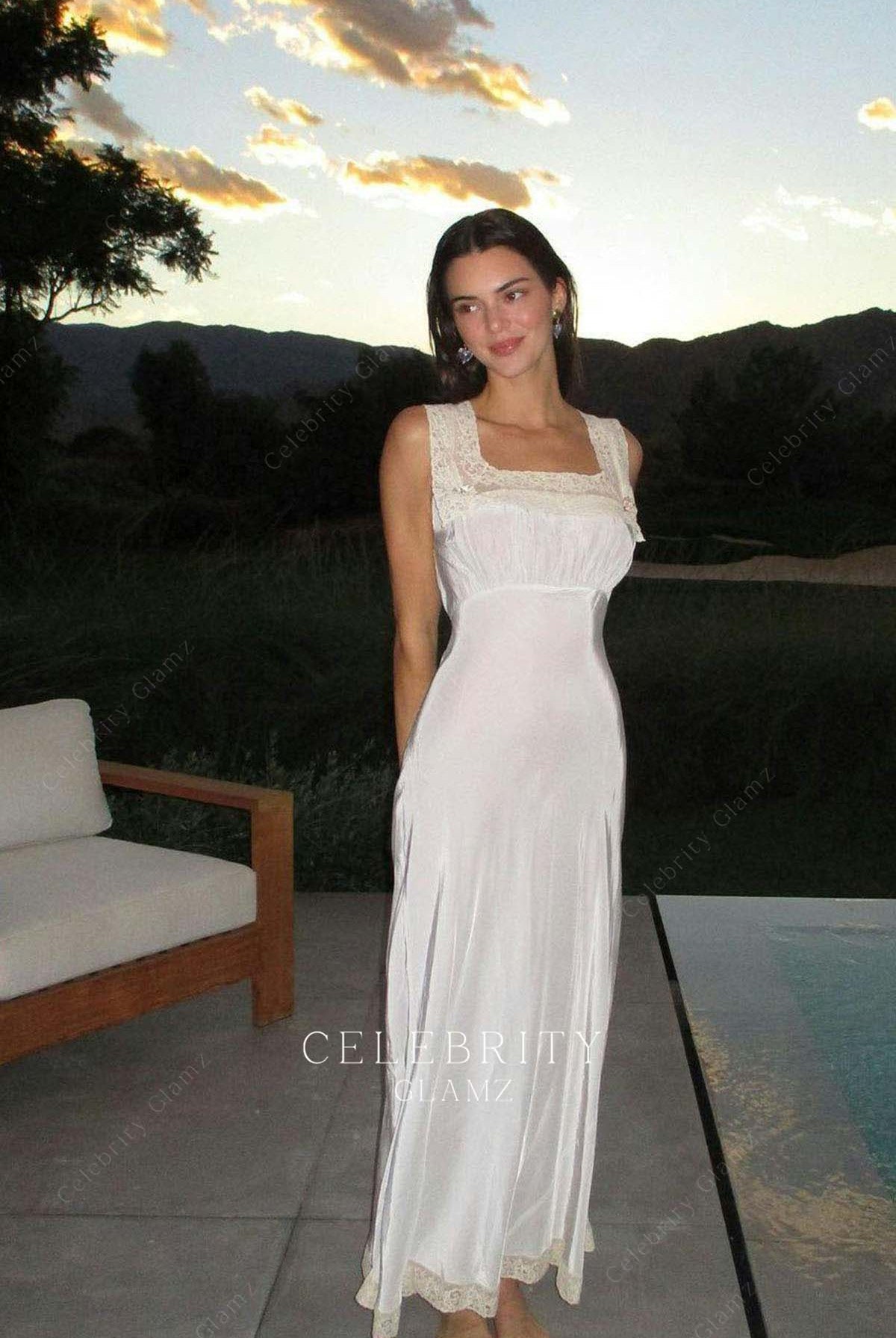 Kendall Jenner white long dress birthday party 2022