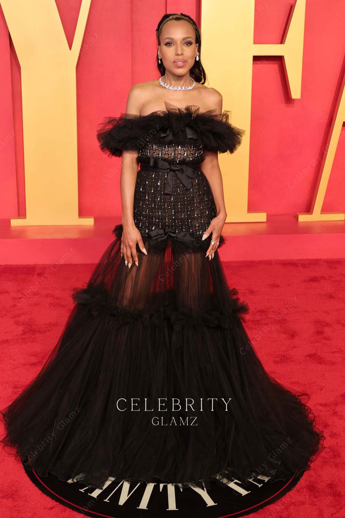 Kerry Washington a line dress 2024 Oscars after party