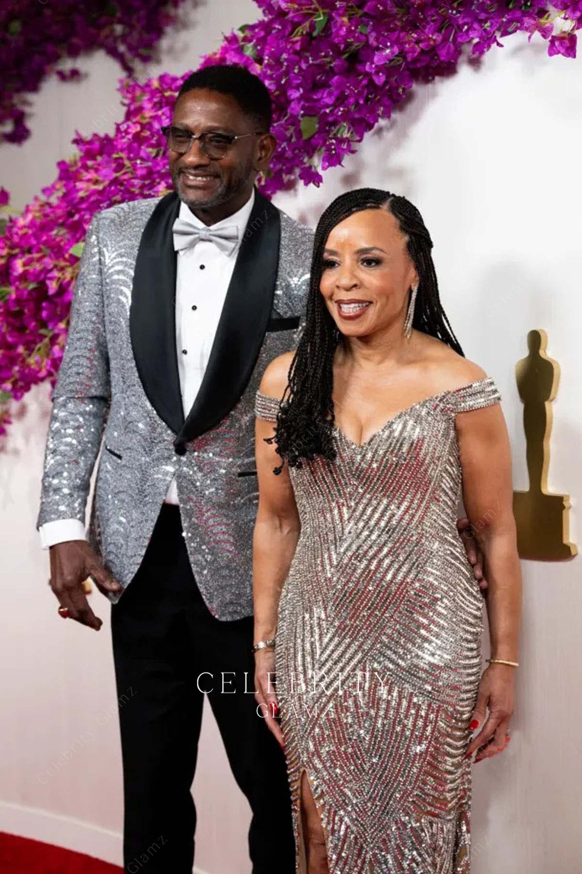 Kimberly Godwin off shoulder prom dress 2024 Oscars red carpet