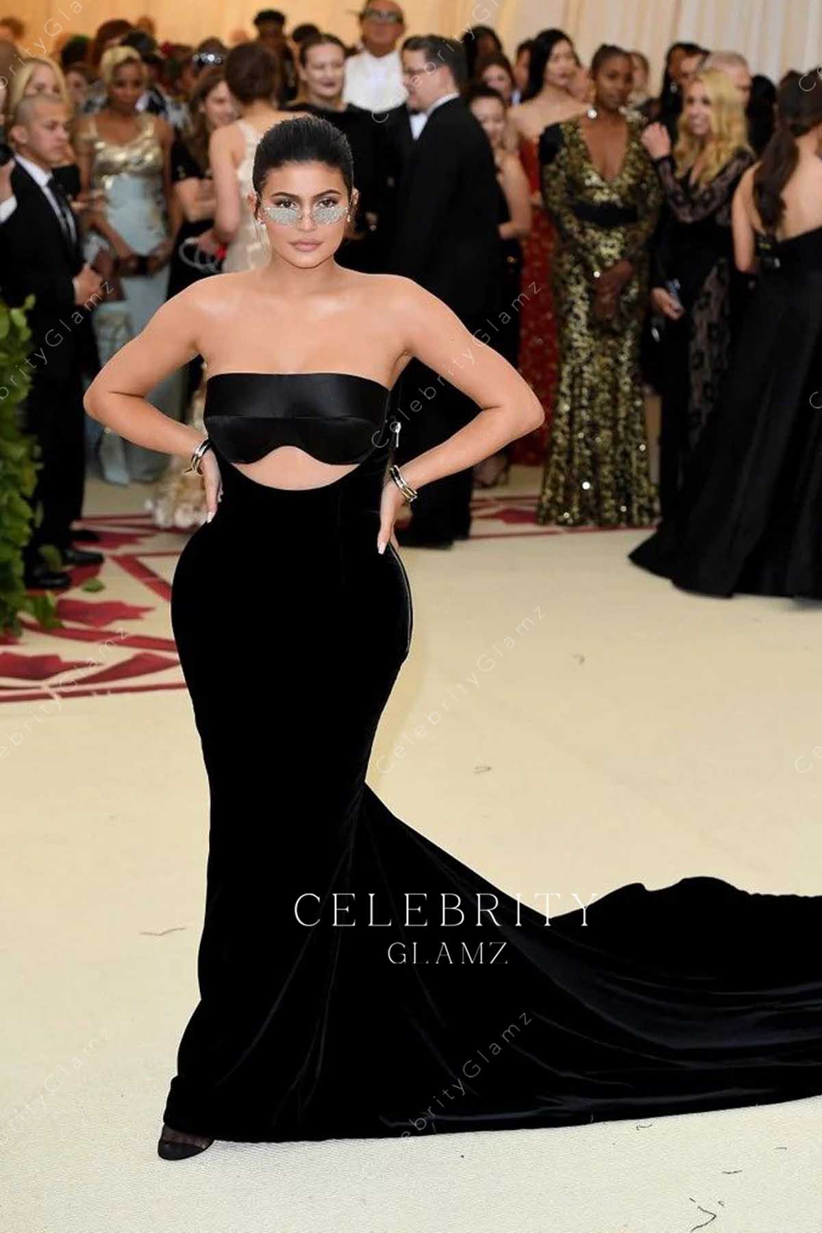 Kylie Jenner black cutout mermaid dress 2018 met gala
