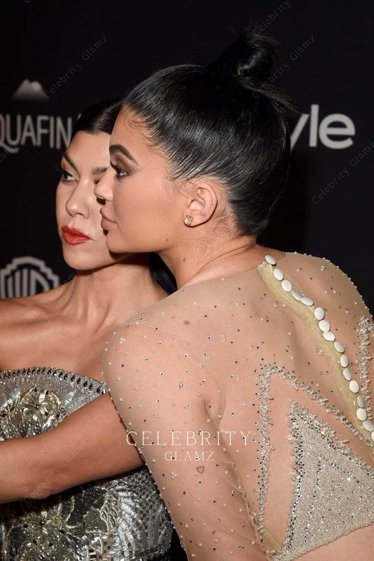 Kylie Jenner sheer back dress golden globes after party 2016