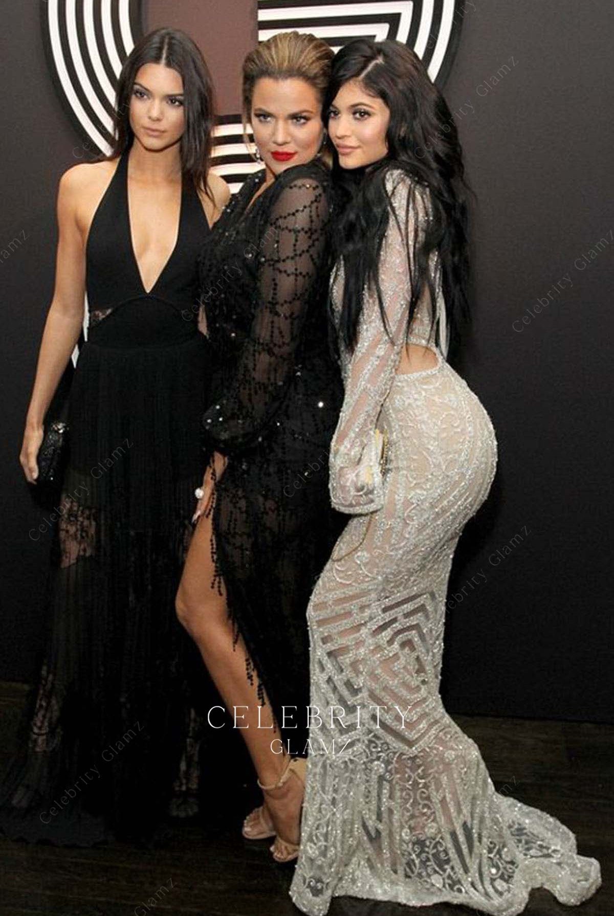 Kylie Jenner sweep train dress Grammys after party 2015