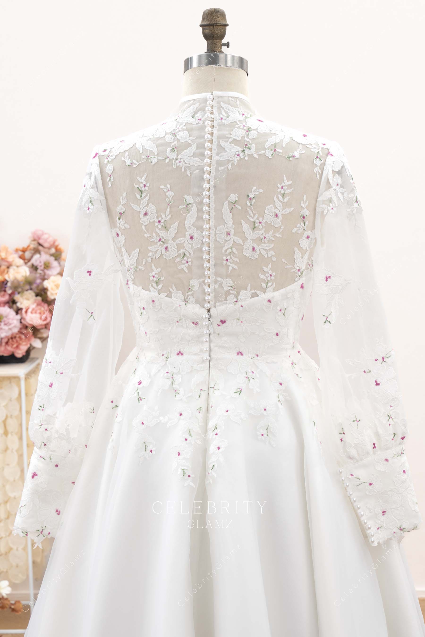 lace bodice a line wedding dress