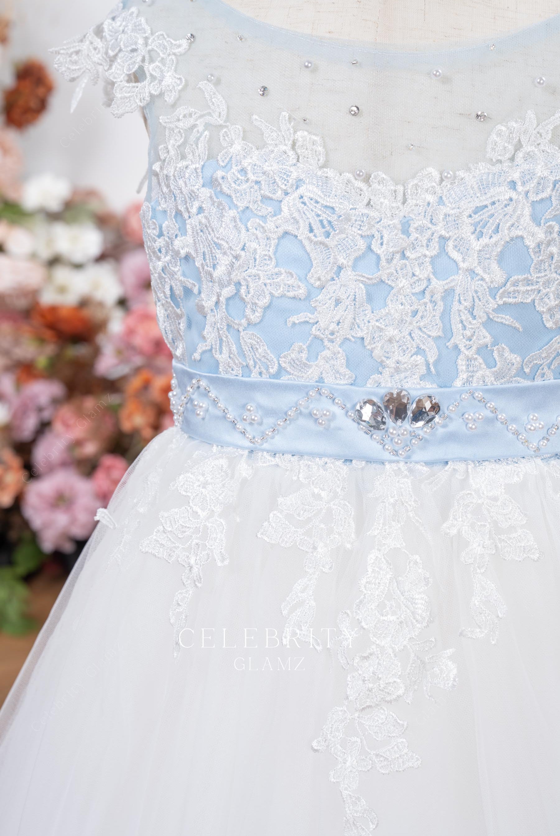 lace cap sleeve flower girl dress
