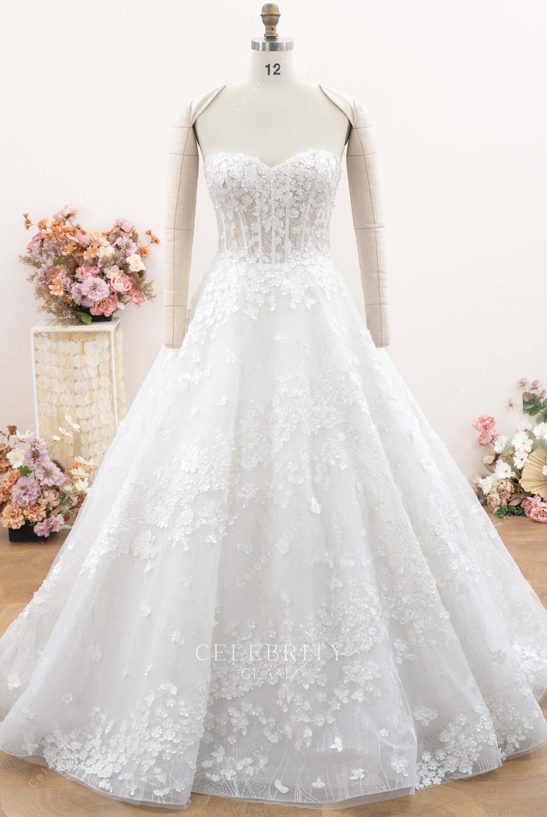 lace sweetheart neck a line bridal dress
