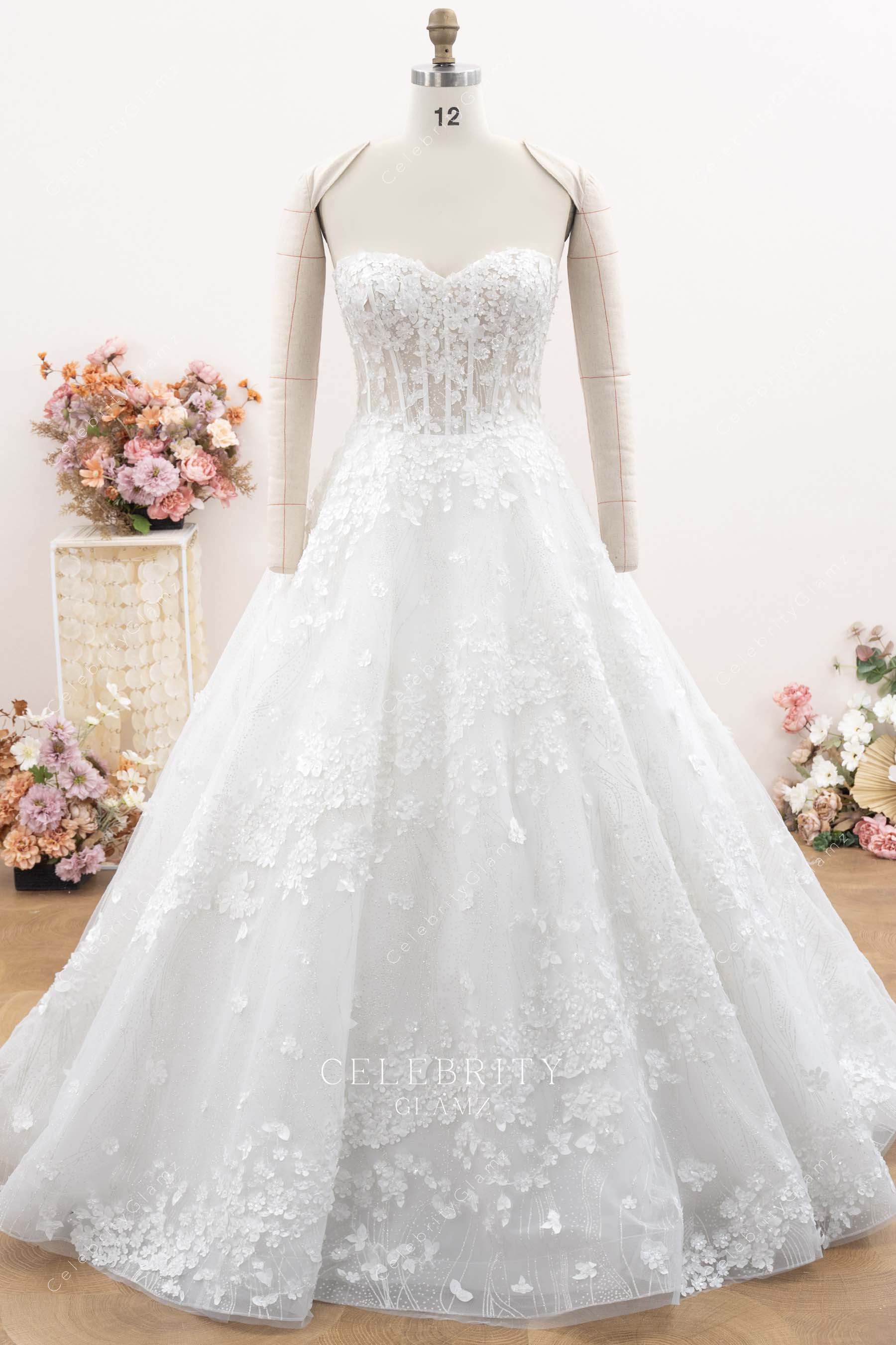 lace sweetheart neck a line bridal dress