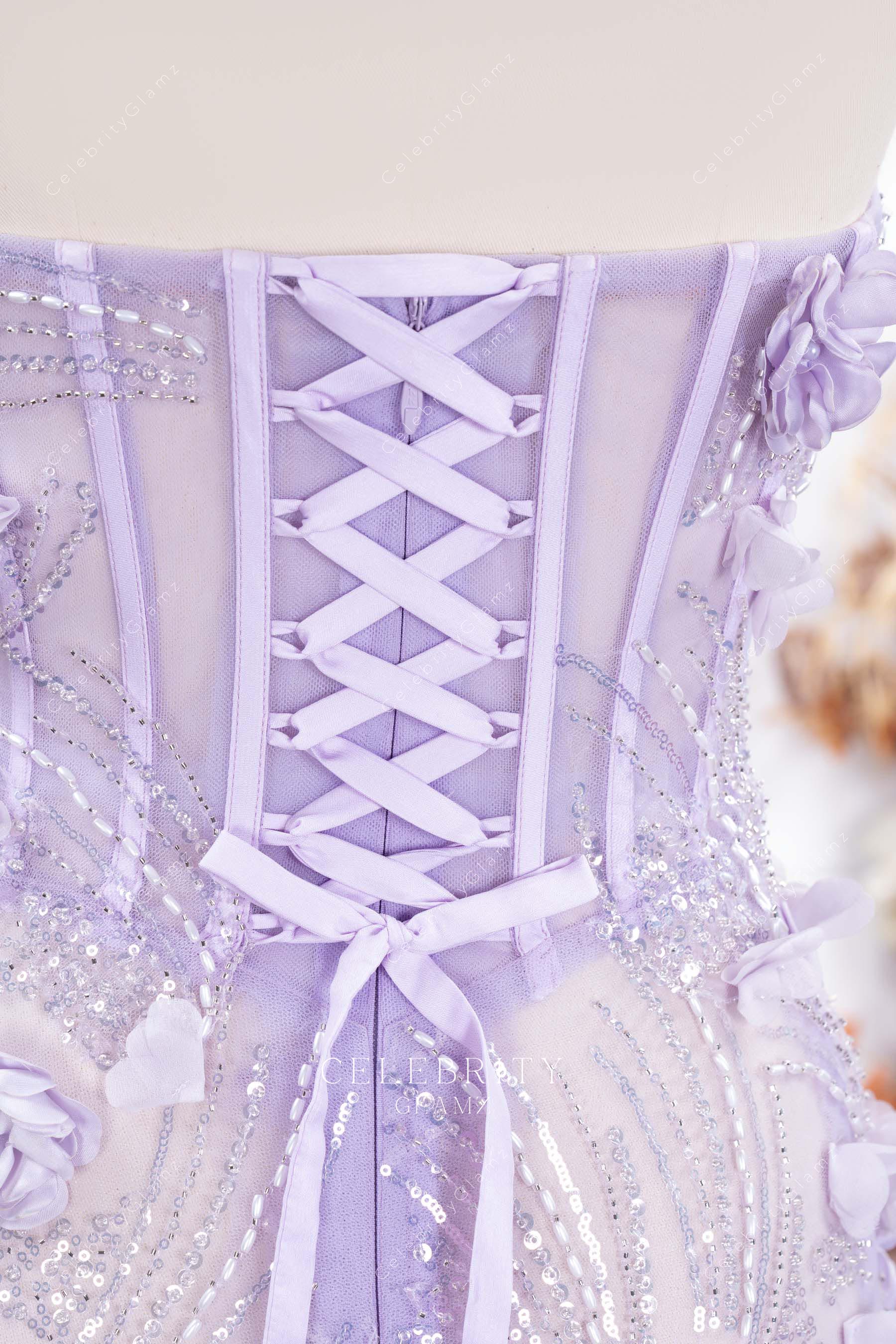 lace up back mermaid evening dress