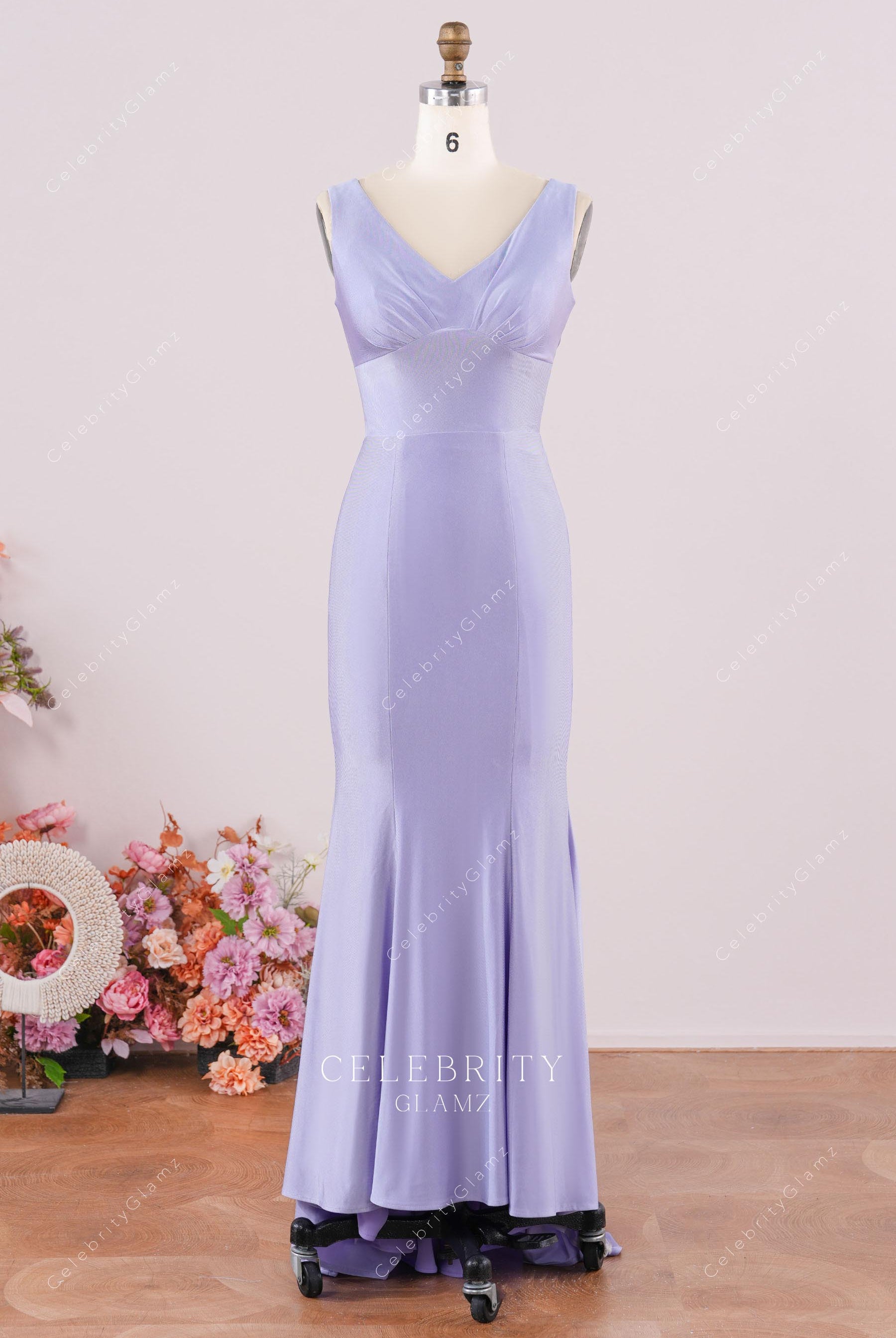 lavender high low bridesmaid dress