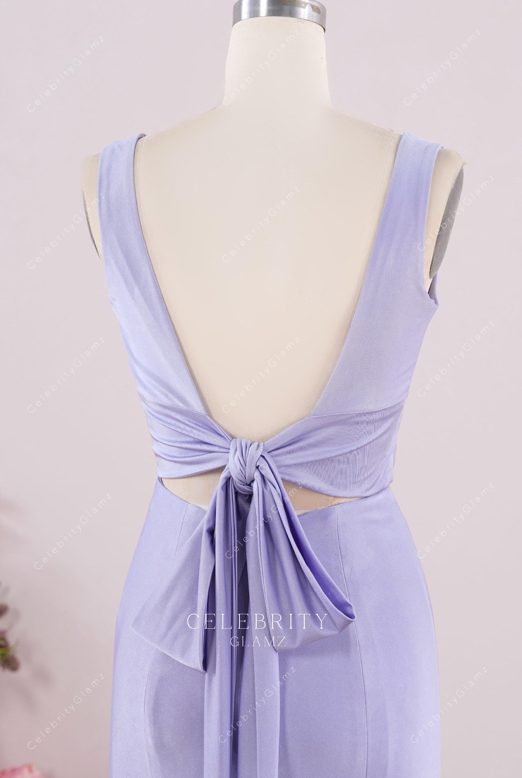 lavender open back bridesmaid dress