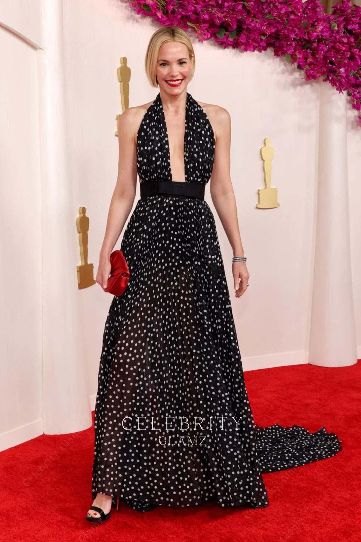 Leslie Bibb a line prom dress 2024 Oscars red carpet
