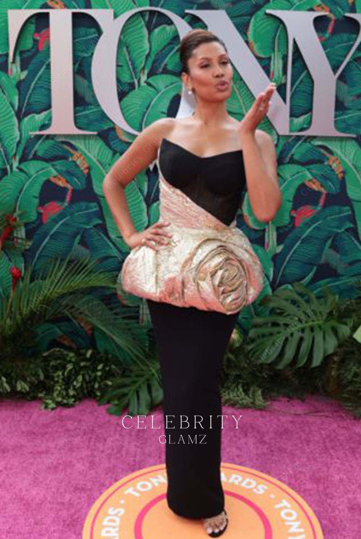 Leyna Bloom two tone foraml dress 76th tony awards