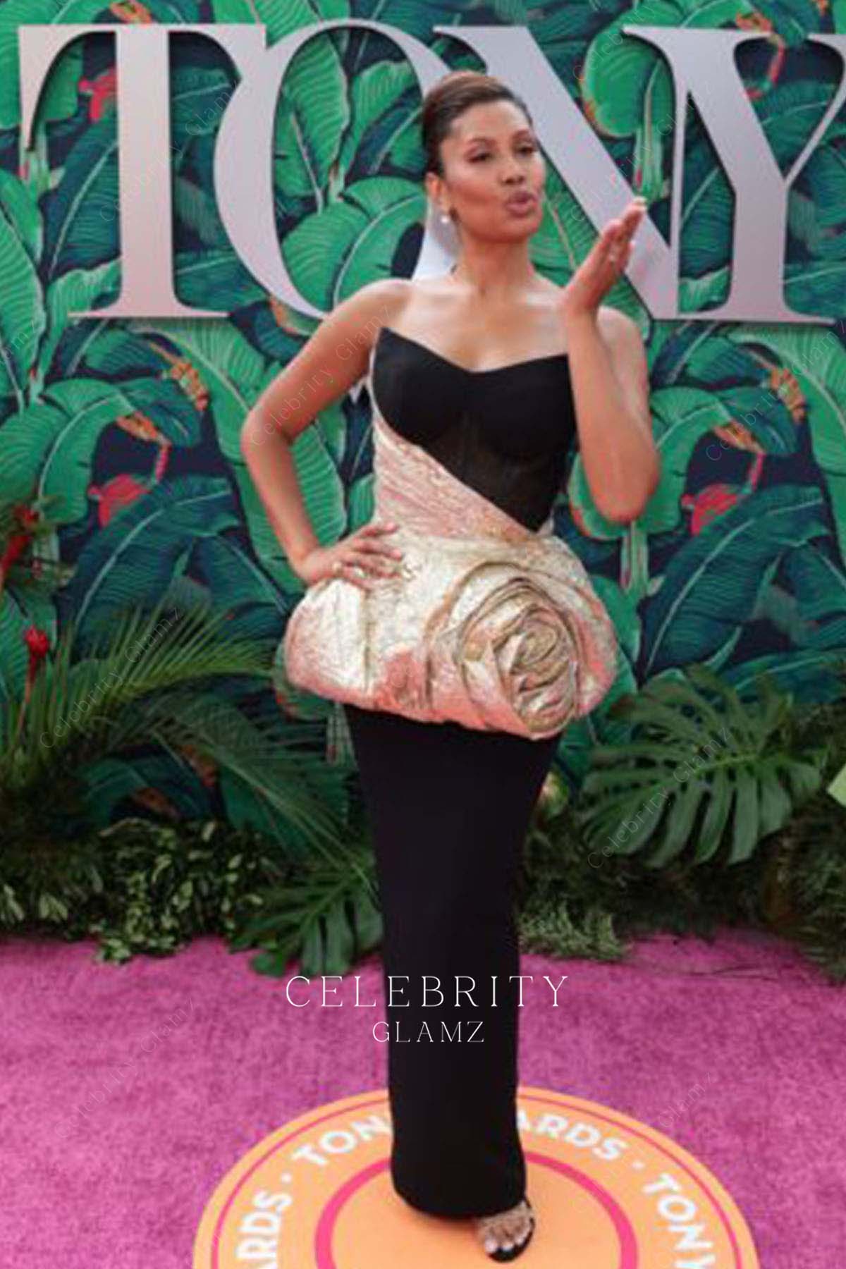 Leyna Bloom two tone foraml dress 76th tony awards