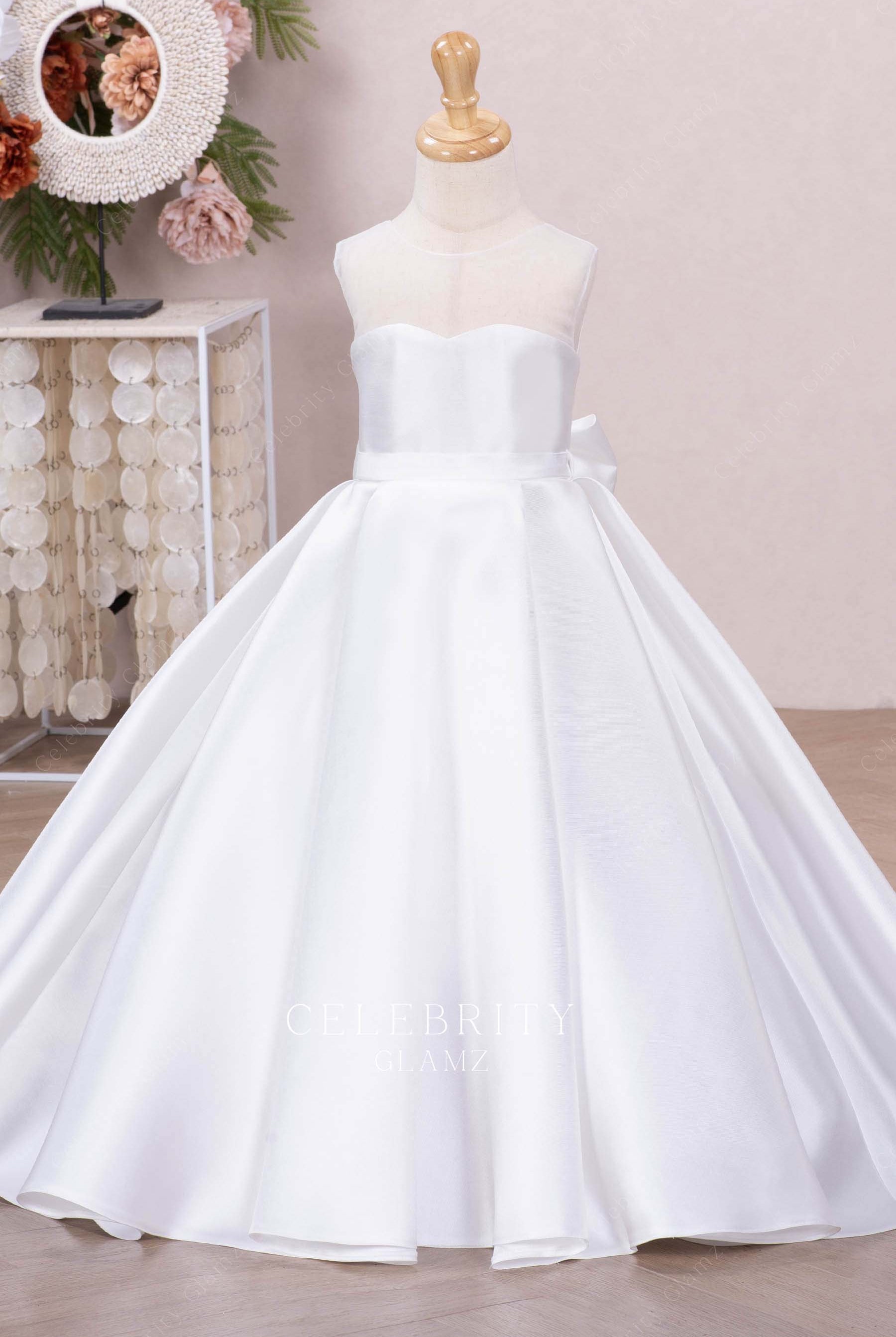 light ivory sleeveless first communion ballgown