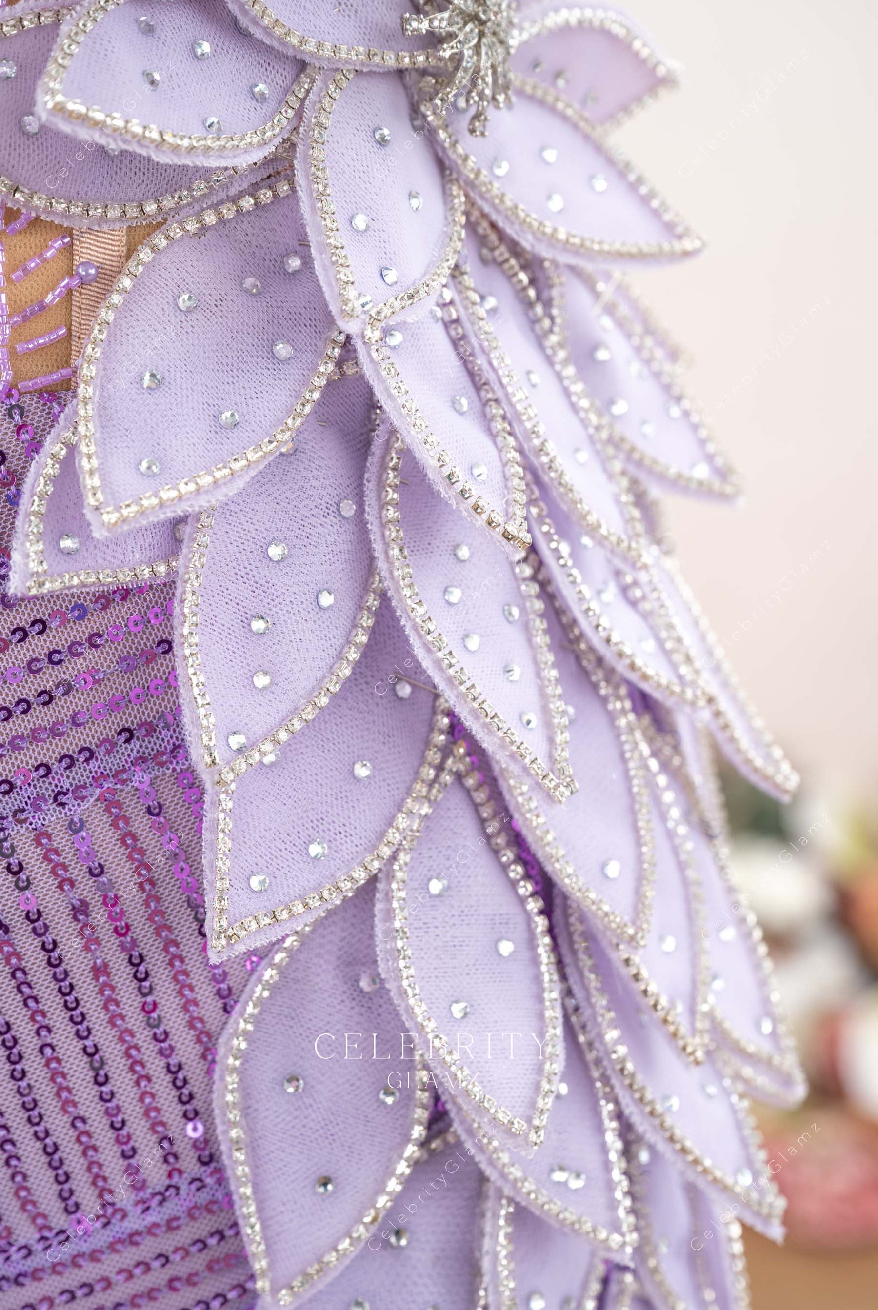 lilac 3d leaf prom dress