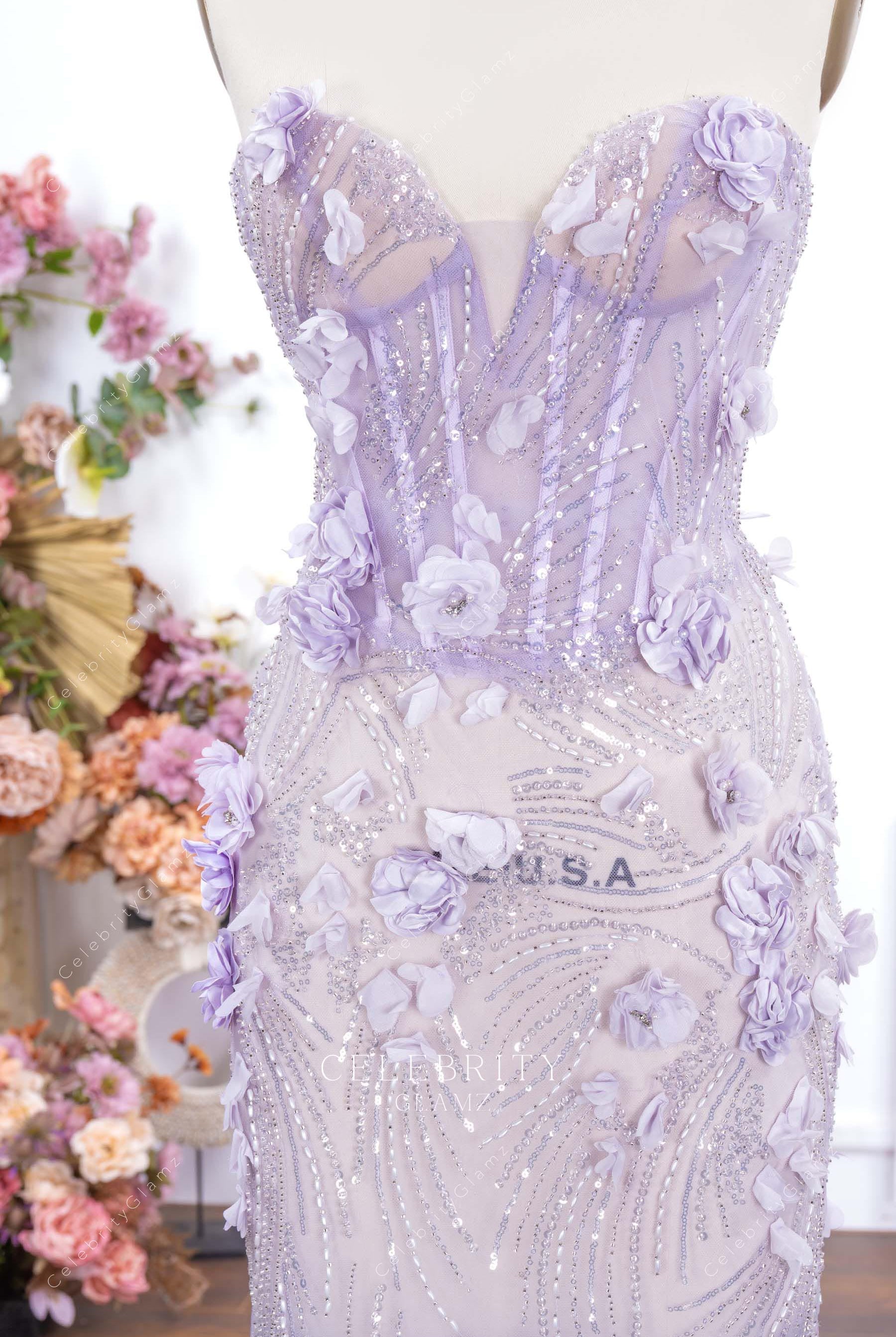 lilac sweetheart neck mermaid prom dress