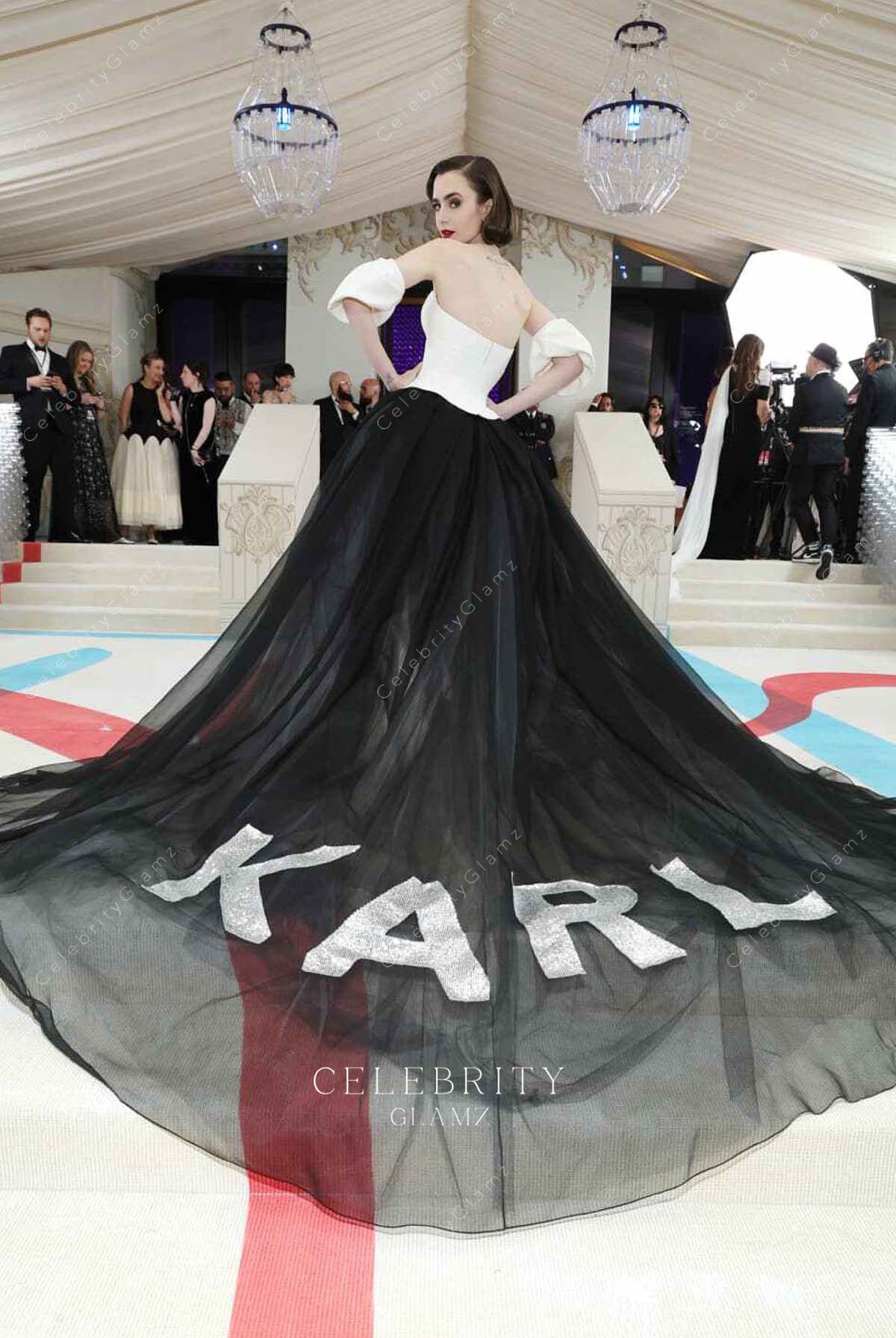 Lily Collins chapel train met gala 2023 dress