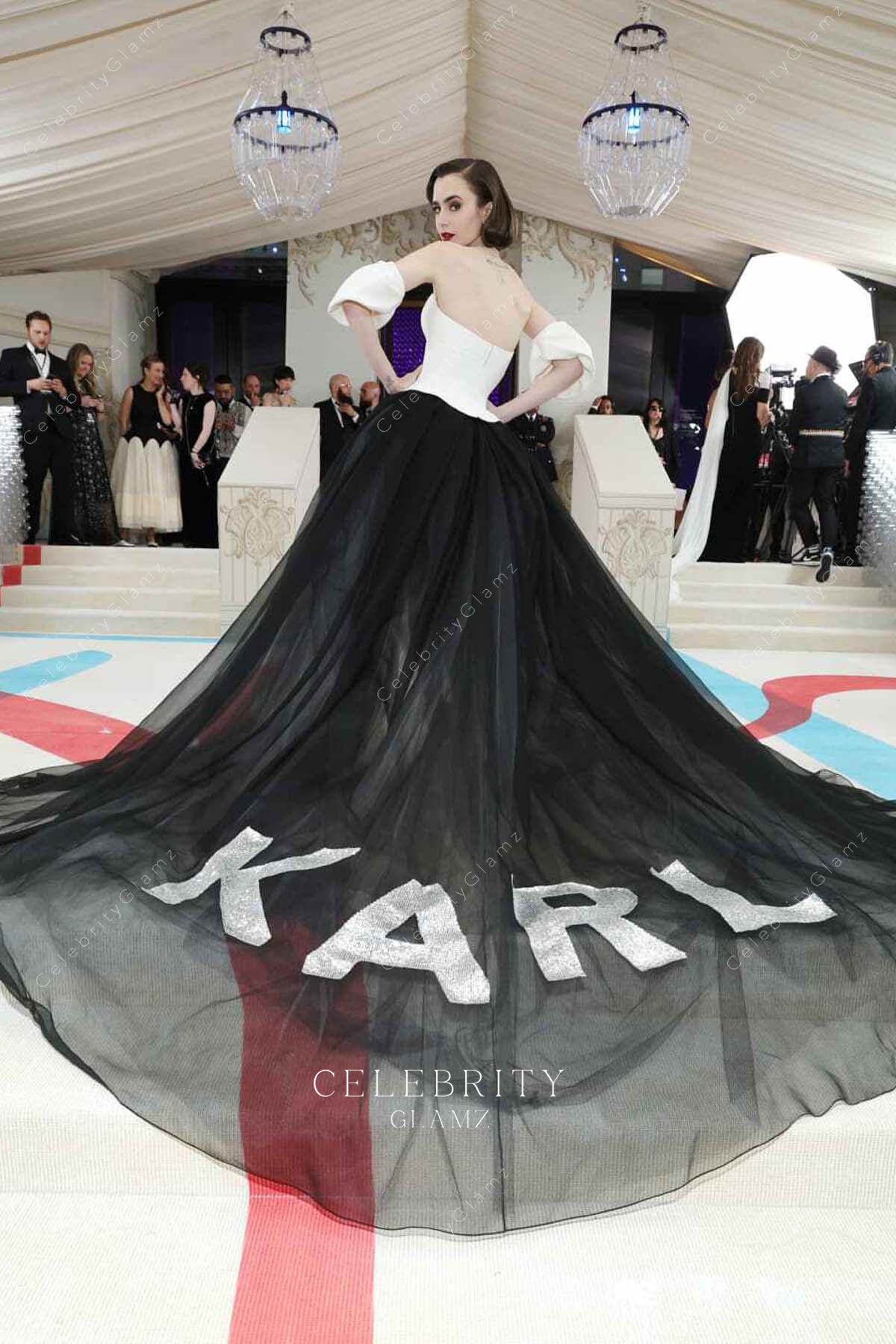 Lily Collins chapel train met gala 2023 dress