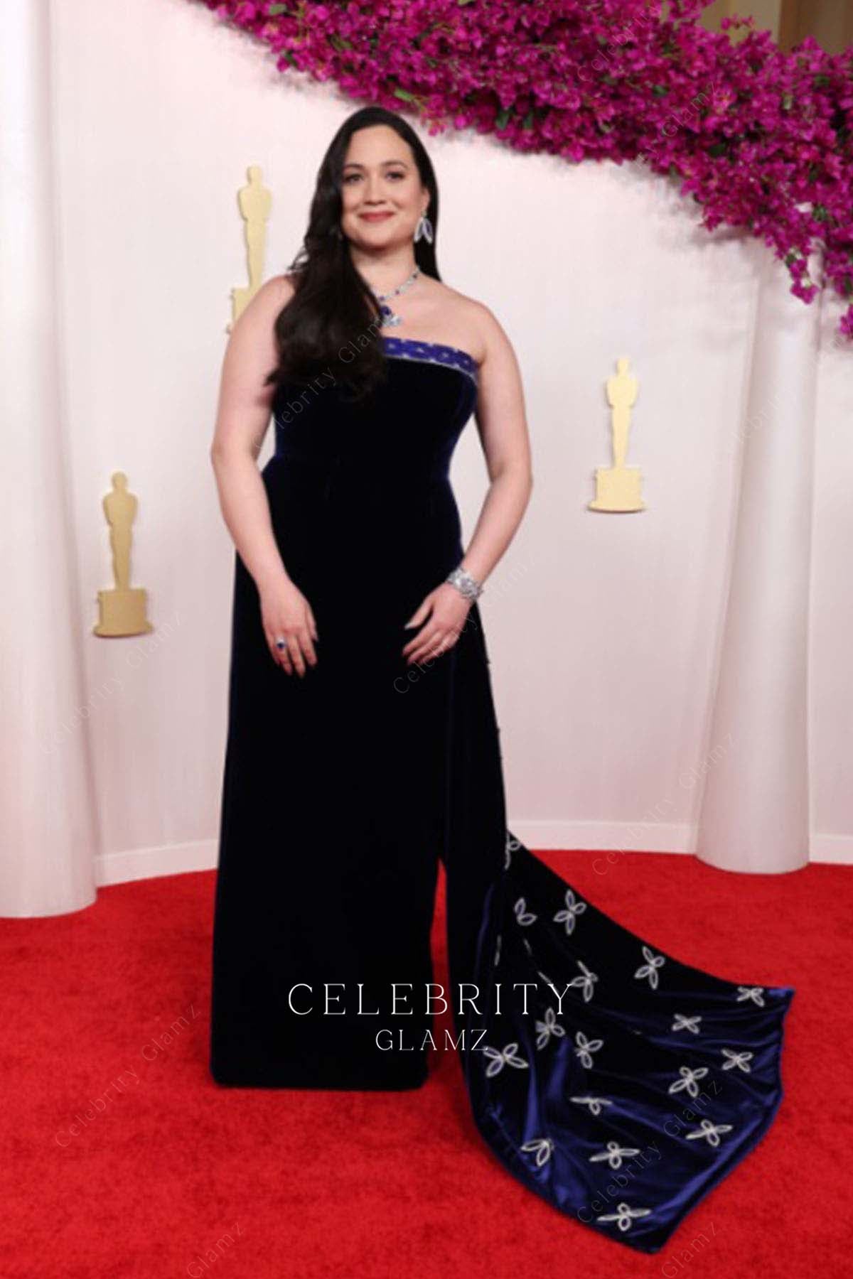 Lily Gladstone panel train prom dress 2024 Oscars red carpet