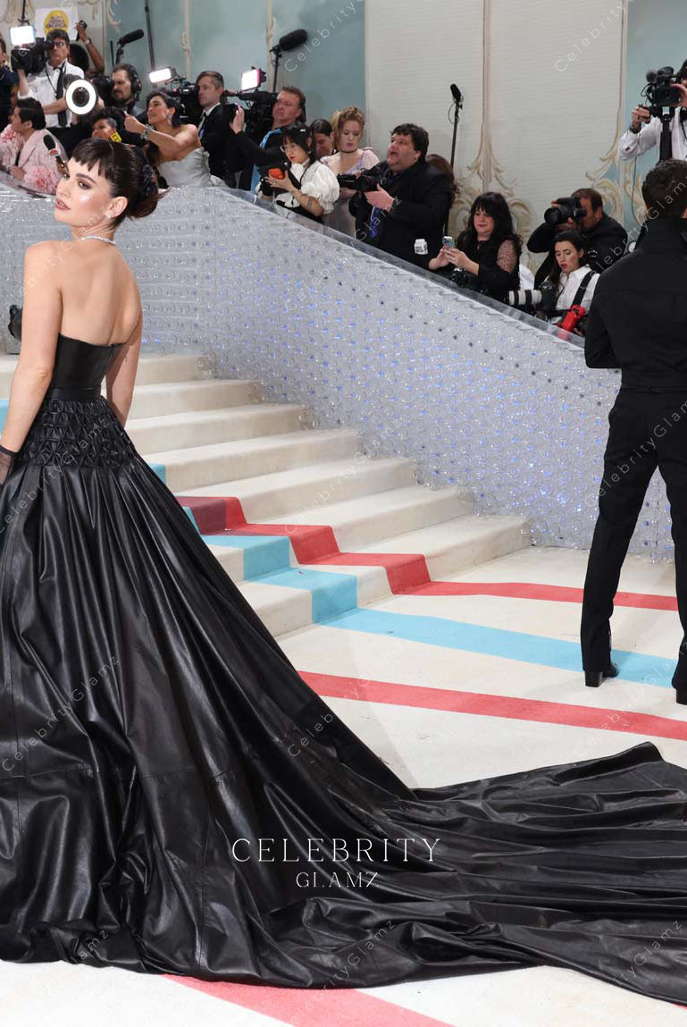 Lily James cathedral train 2023 met gala dress