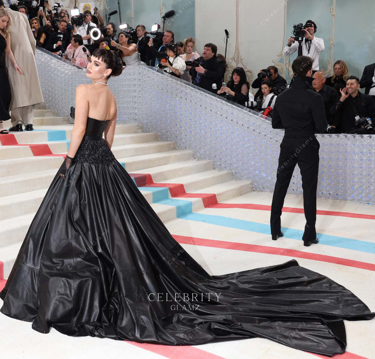Lily James cathedral train 2023 met gala dress