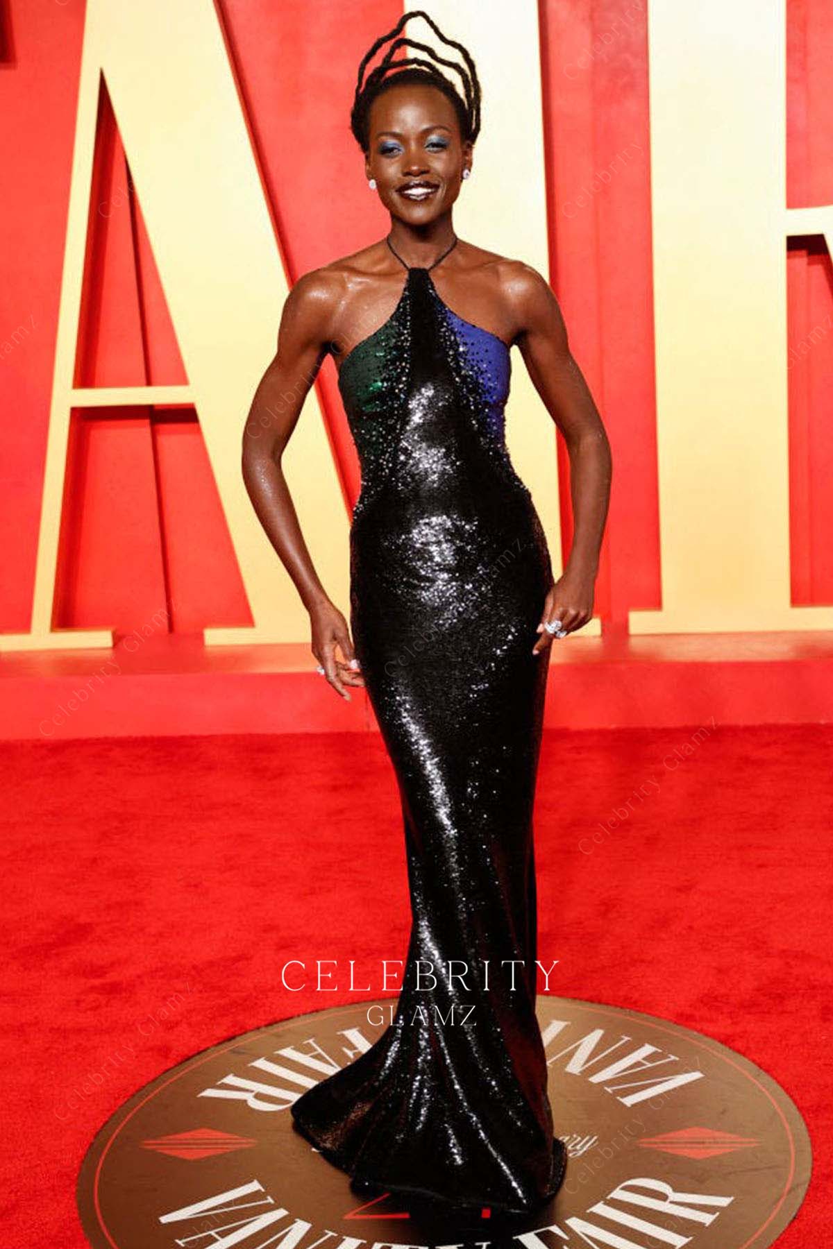 Lupita Nyong’o halter prom dress 2024 Oscars after party