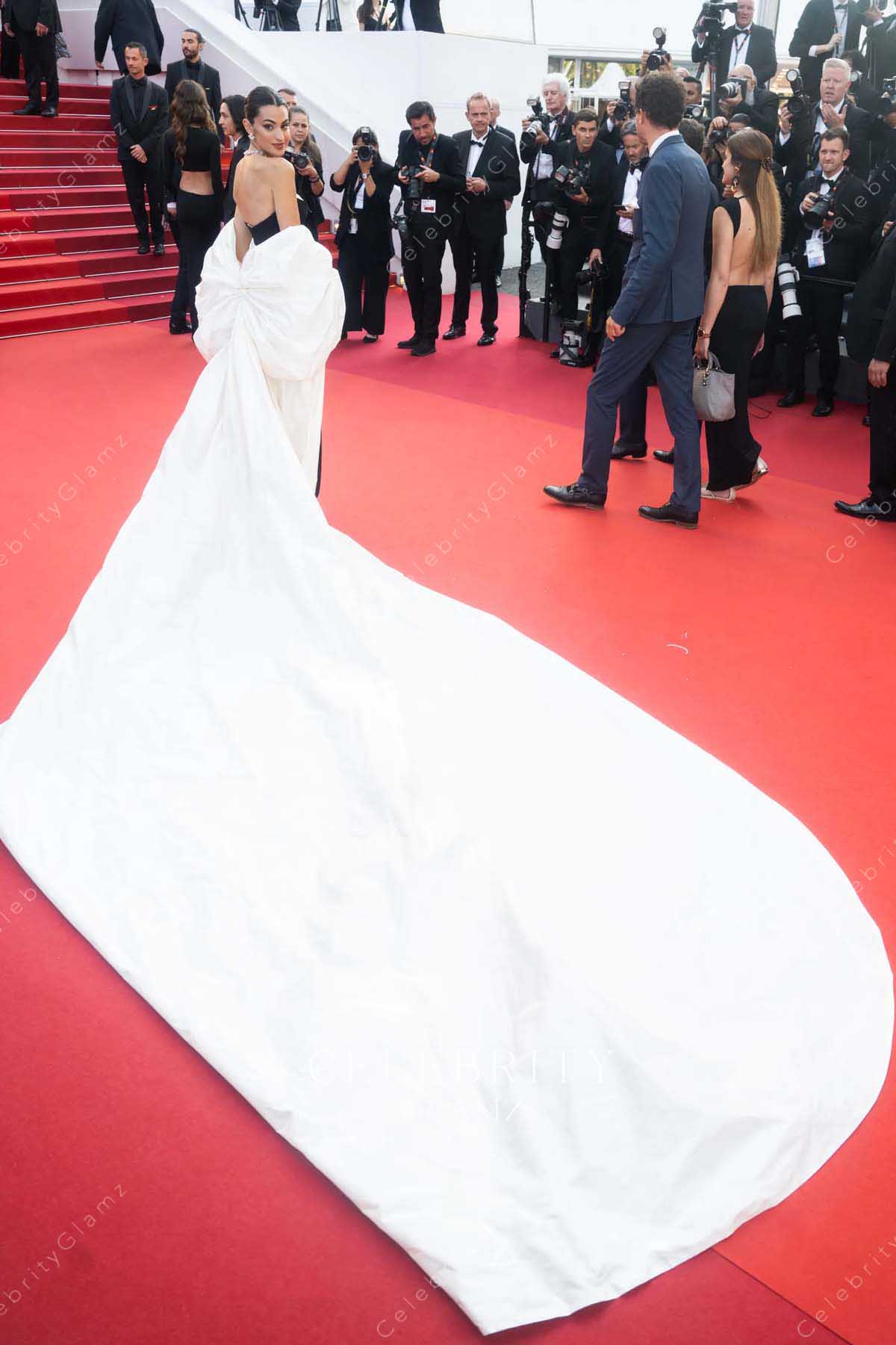 Marta Lozano off shoulder cape 2023 Cannes film festival outfit