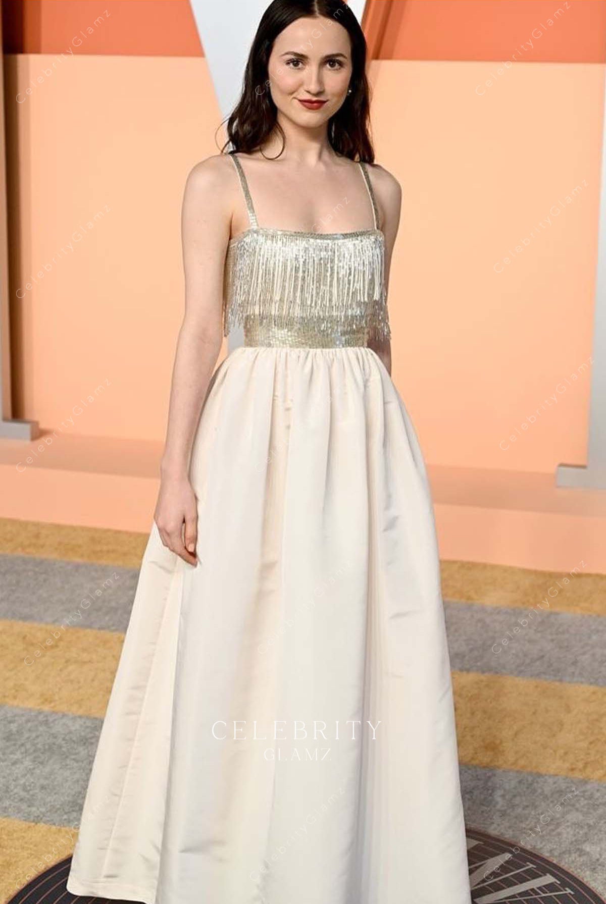 Maude Apatow sequin tassels 2025 Vanity fair party dress