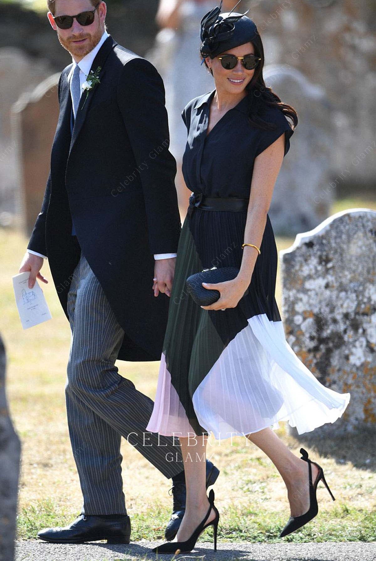 Meghan Markle a line formal dress Harry's friend's wedding