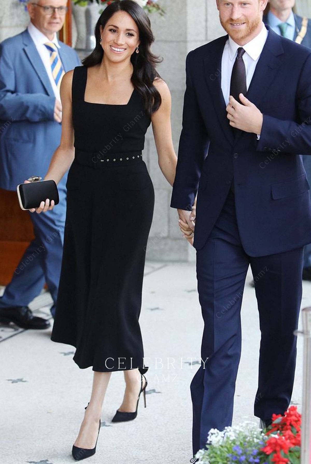 Meghan Markle black midi formal dress Sentebale Isps Handa polo cup 2018