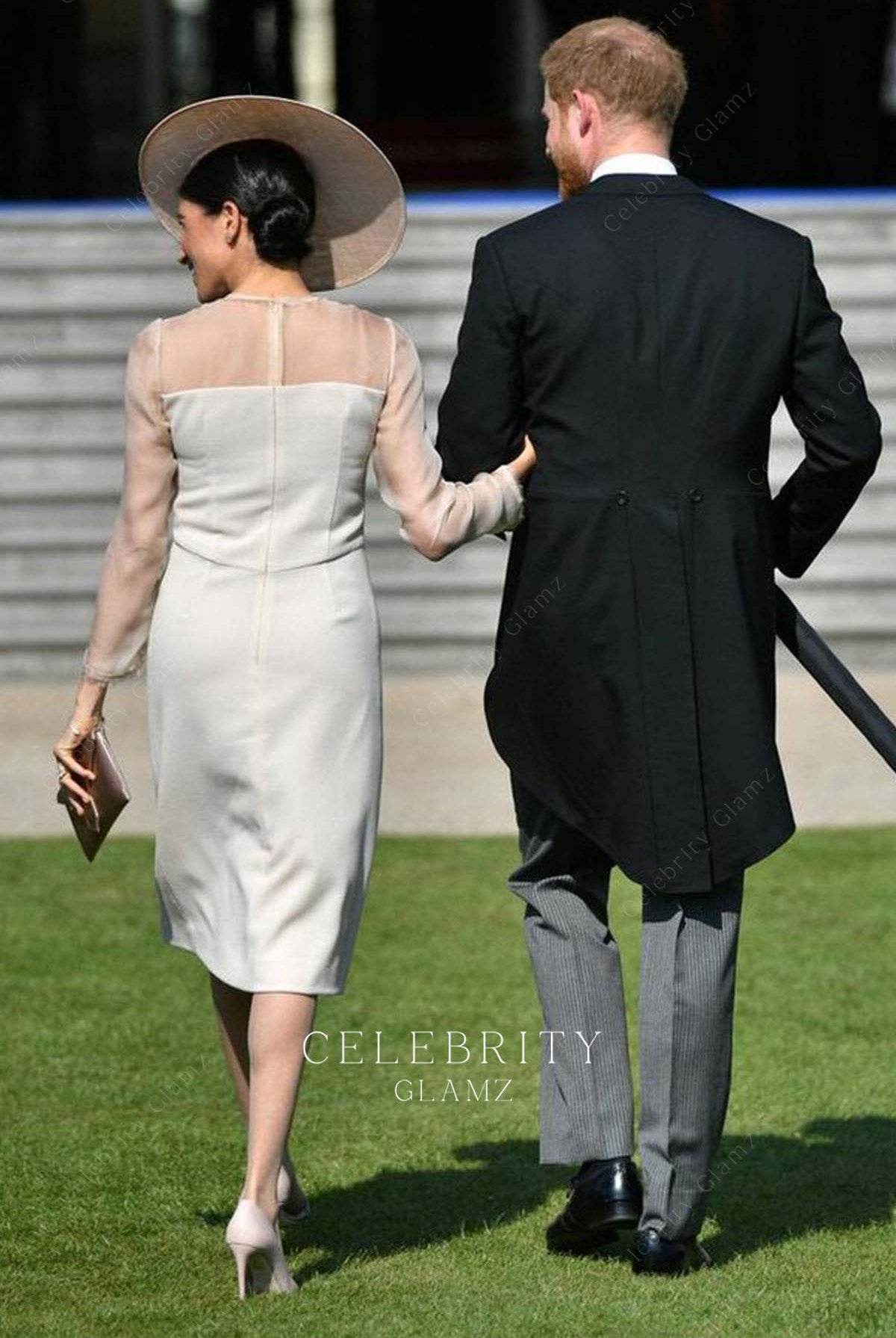 Meghan Markle elegant ivory formal dress prince Charles 70th birthday