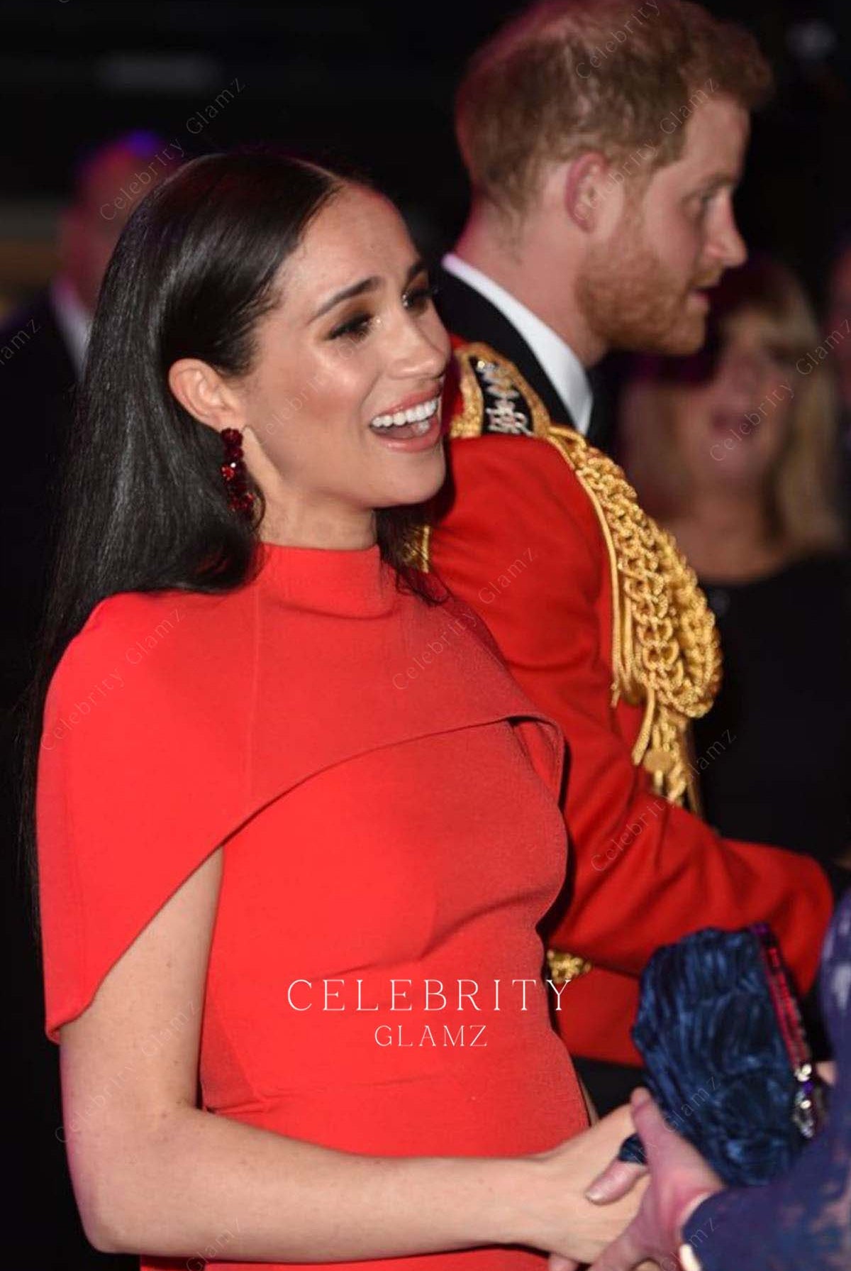 Meghan Markle high neck prom dress Mountbatten festival of music 2020