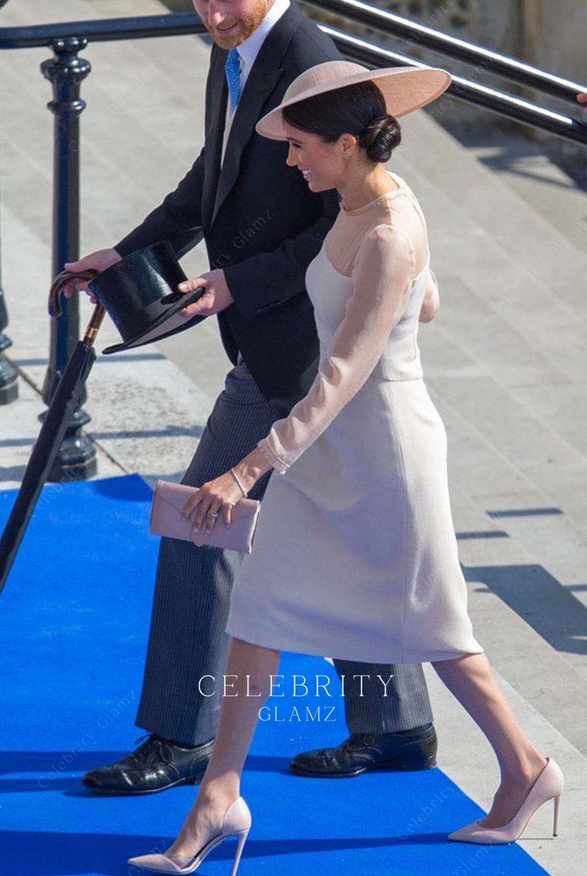 Meghan Markle illusion neck formal dress prince Charles 70th birthday