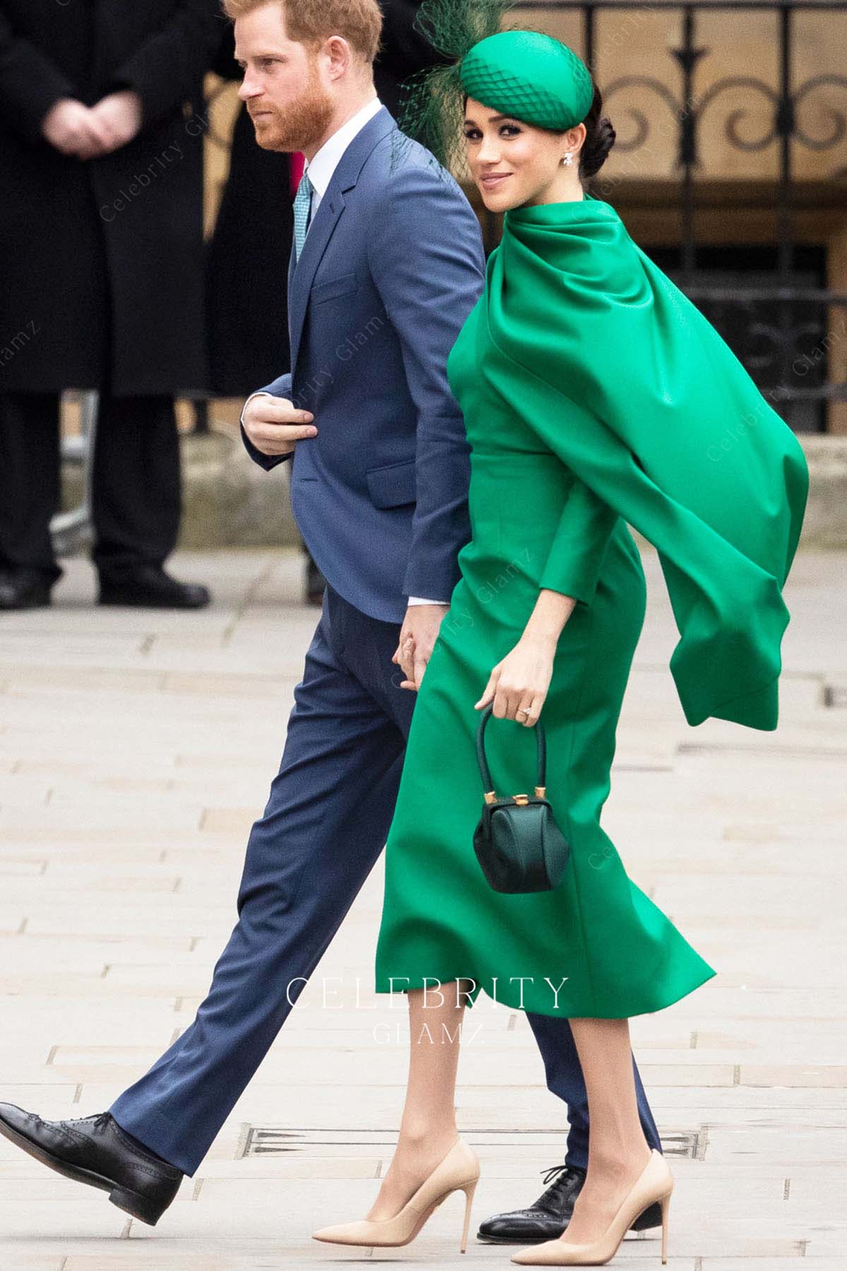 Meghan Markle midi formal dress Westminster abbey commonwealth service 2020