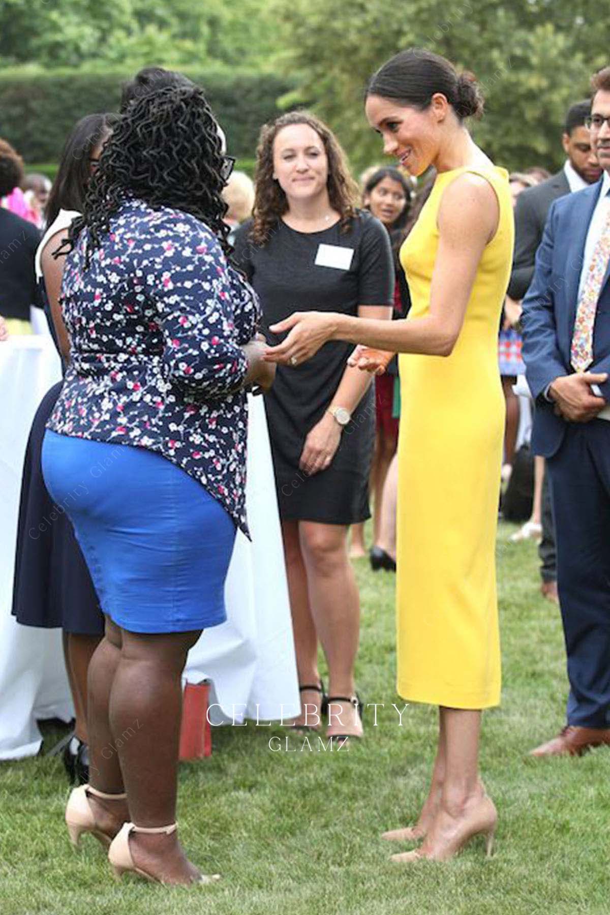 Meghan Markle midi prom dress commonwealth youth challenge reception 2018
