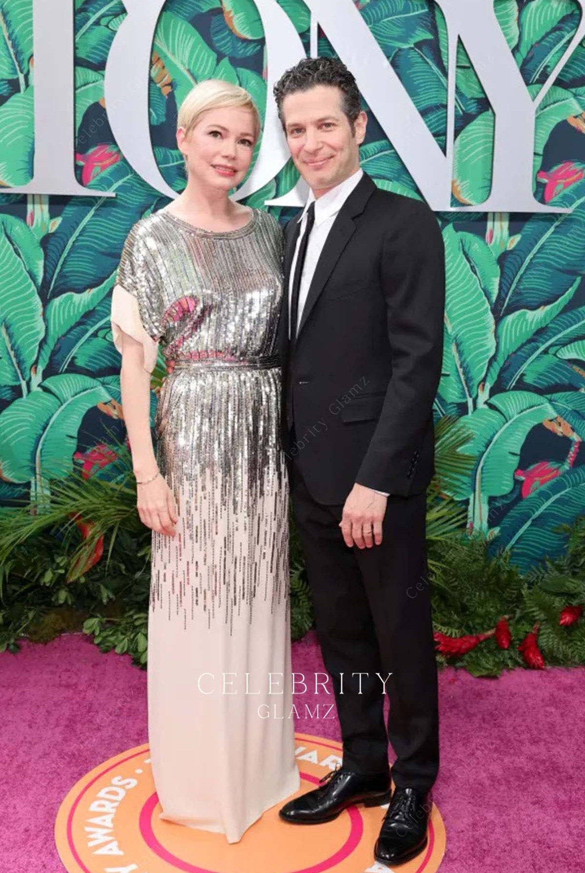 Michelle Williams glitter column prom dress 76th awards