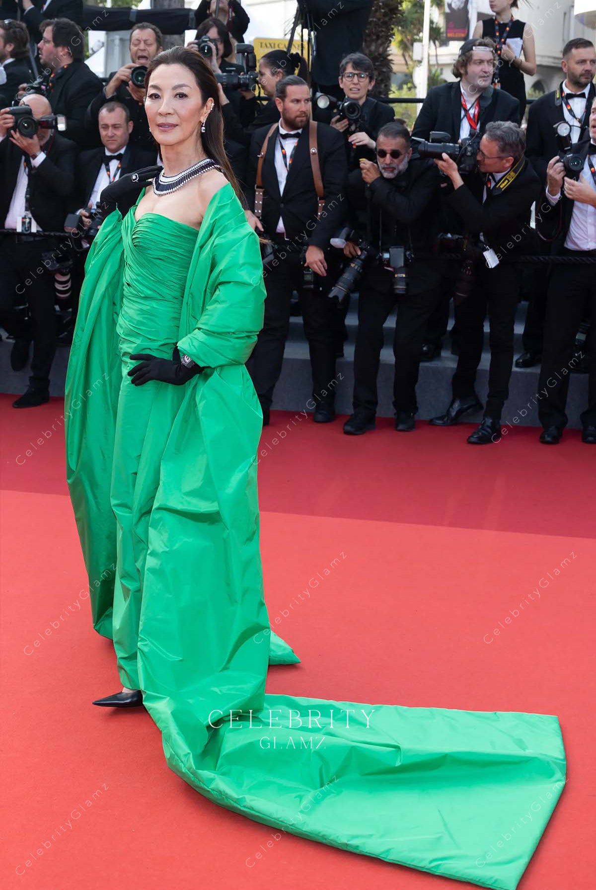 Michelle Yeoh green strapless formal dress 2023 Cannes film festival