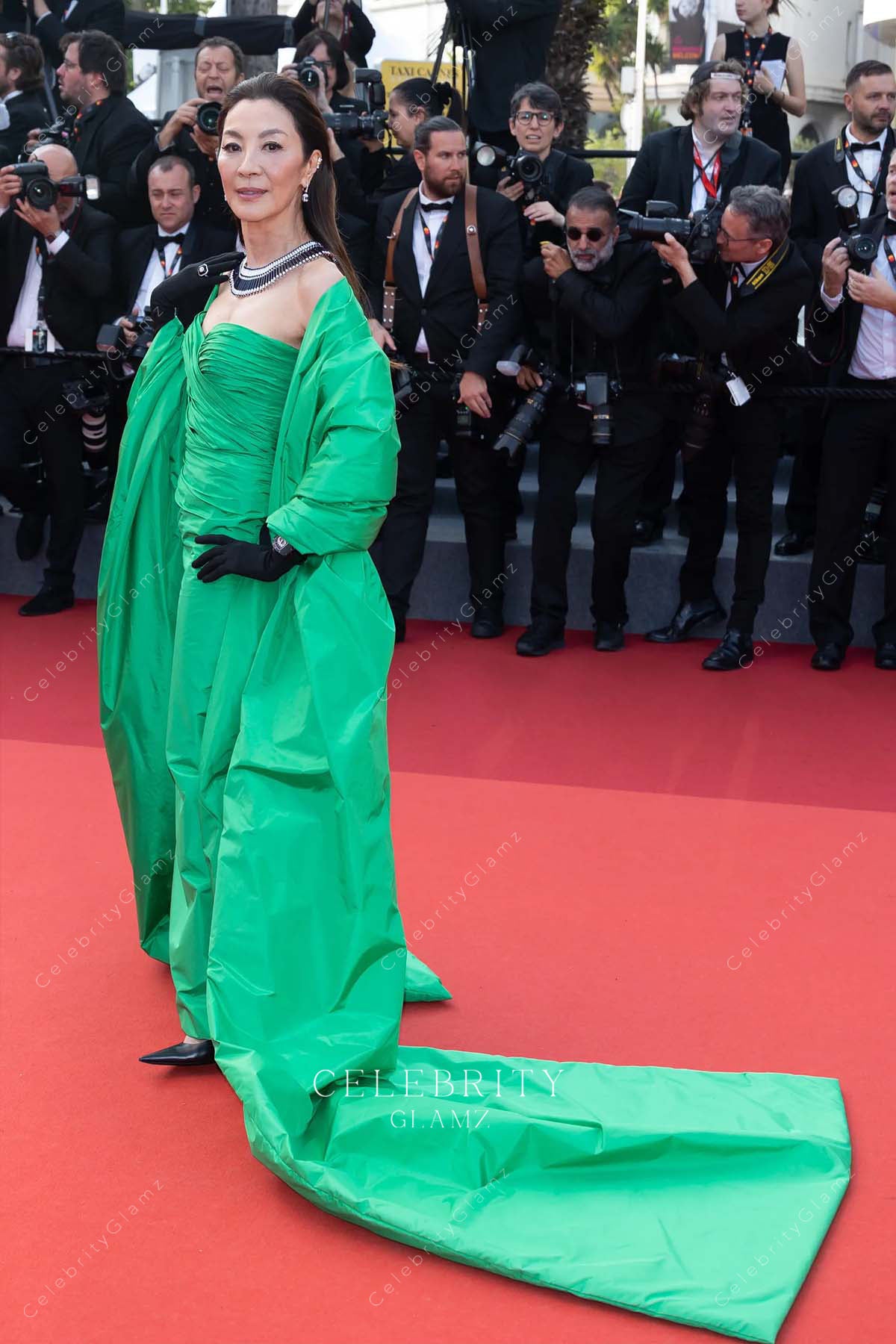 Michelle Yeoh green strapless formal dress 2023 Cannes film festival
