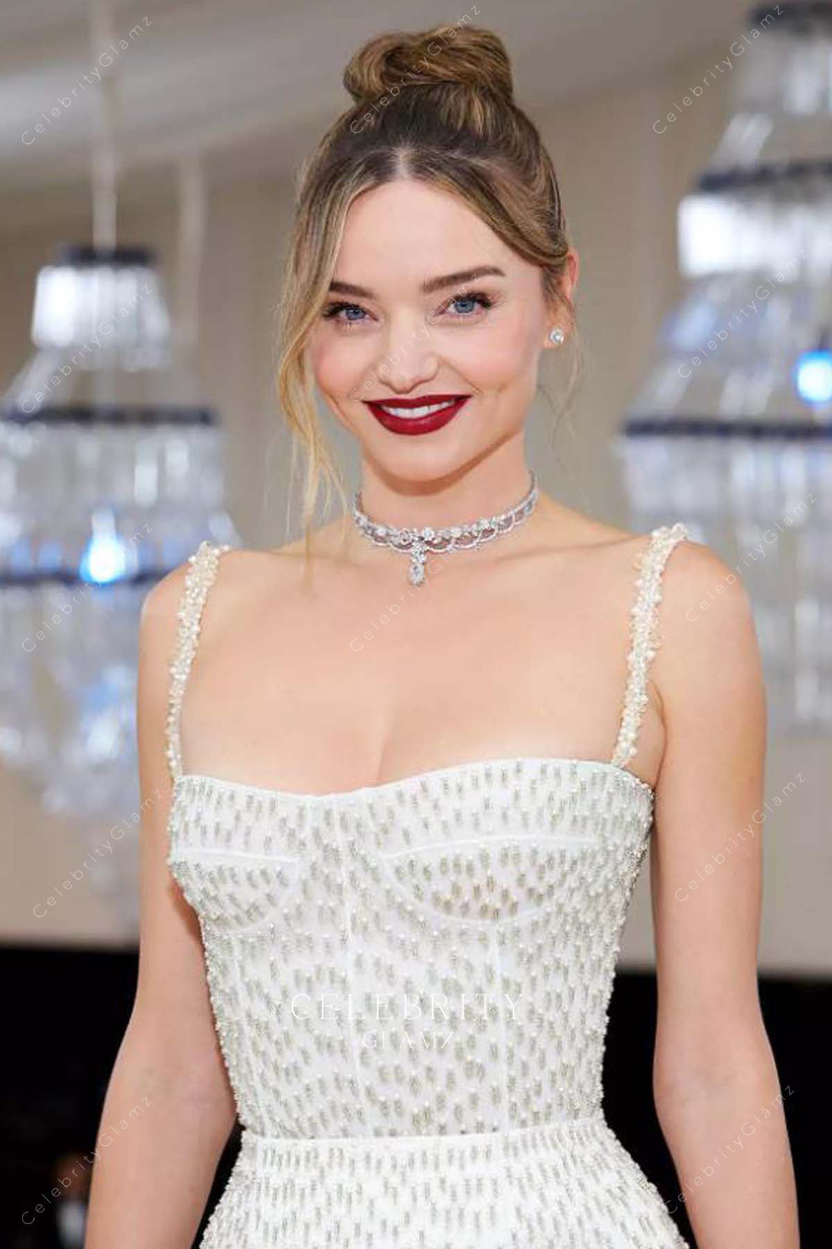 Miranda Kerr met gala pearls corset dress 2023
