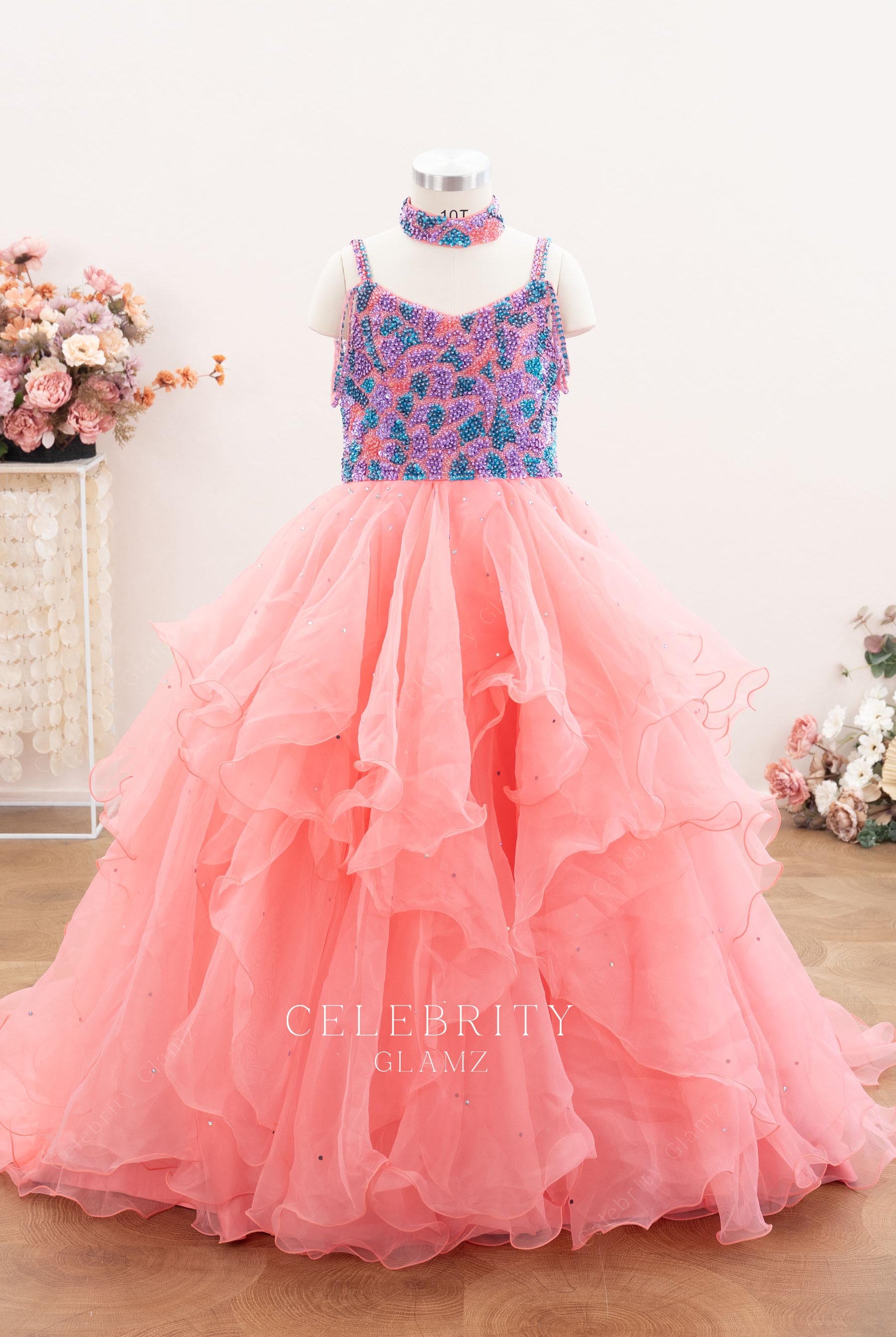 modern choker pageant gown